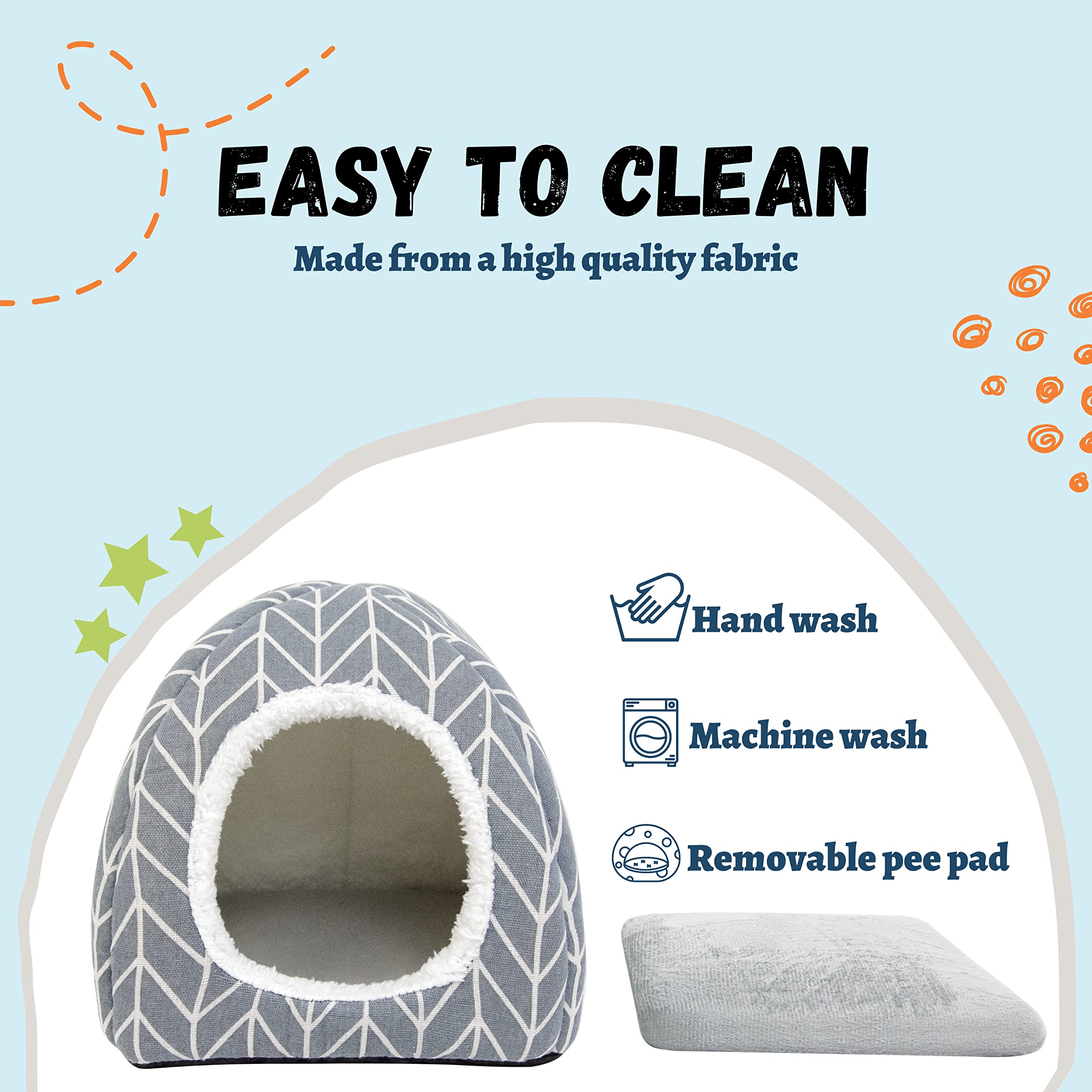 Guinea Pig Hideout Bed Dwarf Rabbit House Cave Accessories Cozy Hide-Out for Little Bunny Hedgehog Ferret Chinchilla&Other Small Animals