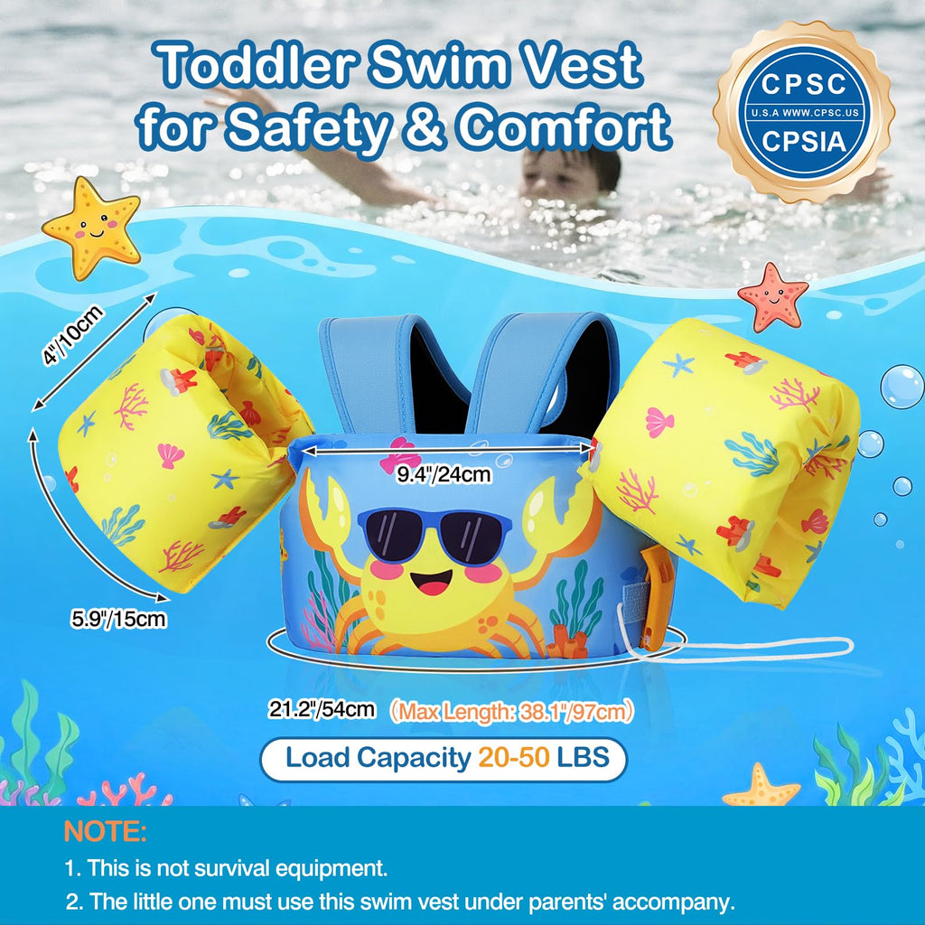 Moko Swim Arm Band for Kids 20-30-50 lbs, Cute Cartoon Toddler Swim Vest, Swimming Water Wings Pool Floaties Sleeve for Children Learn to Swim