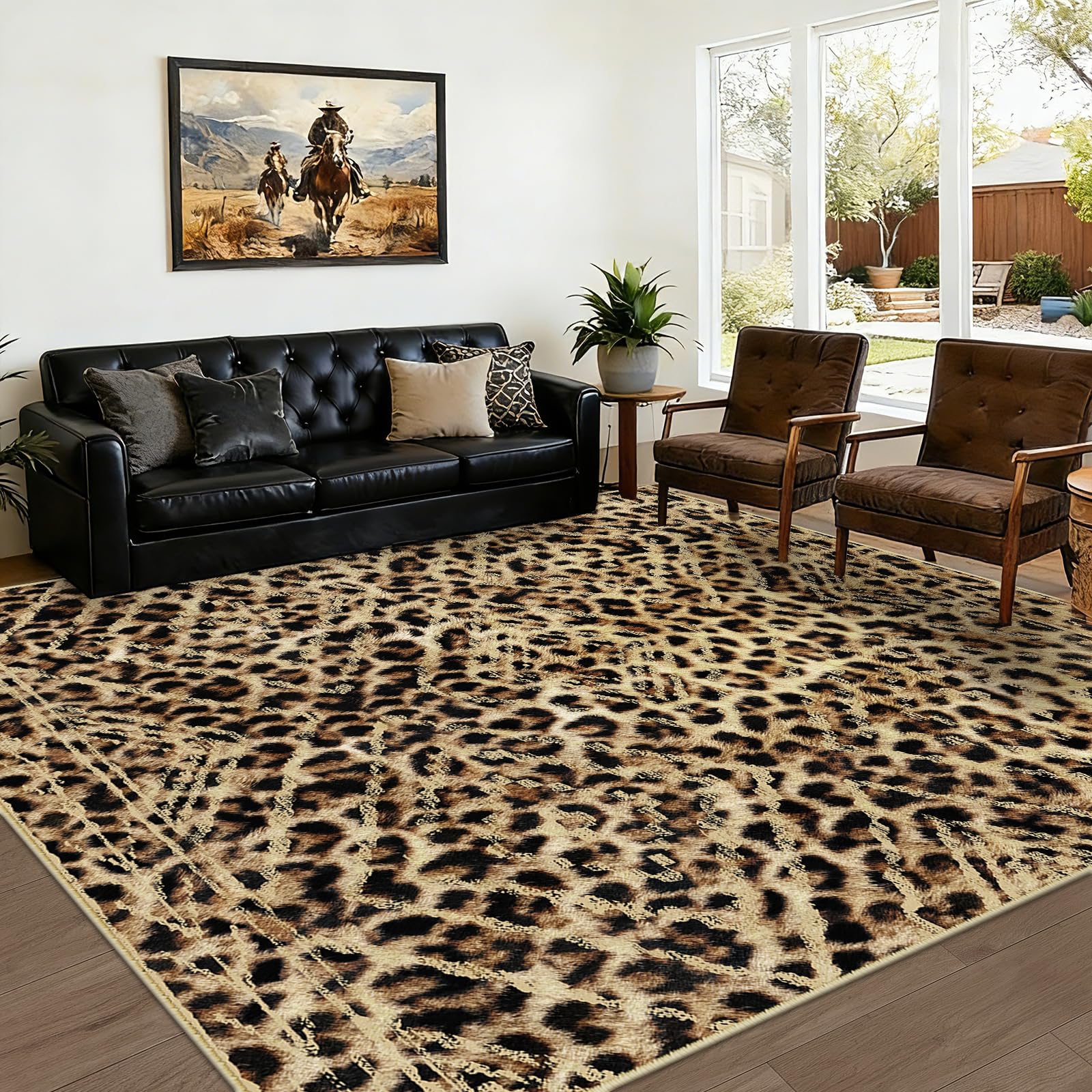 BESTSWEETIE Area Rug 2x3 Rug Machine Washable Non-Slip Low Pile Print Pattern Western Rug for Living Room Bedroom Entryway Tribal Series-Abstract/Cowhide