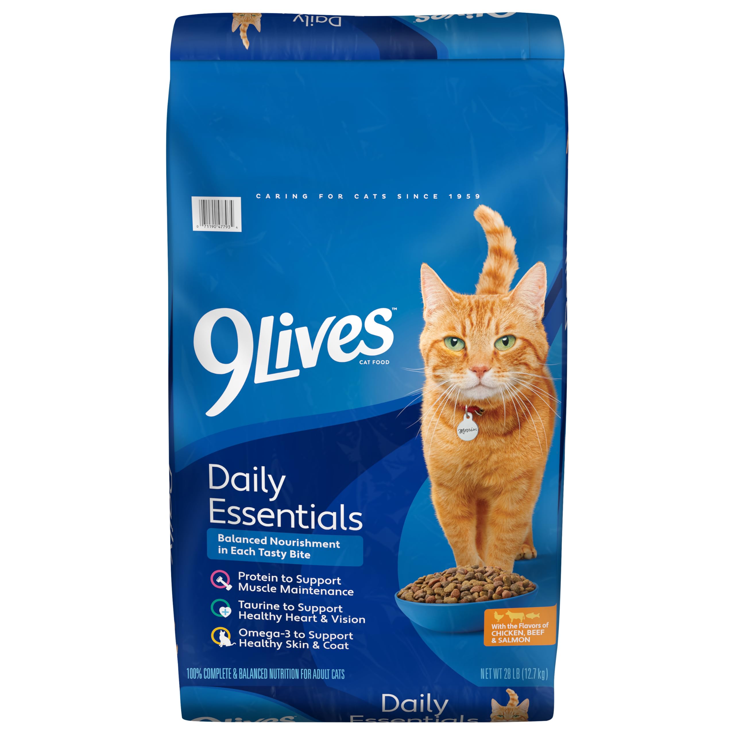 9Lives Daily Essentials Dry Cat Food for Adult Cats with Chicken, Beef & Salmon Flavors, 3.15 lb. Bag (Pack of 4)