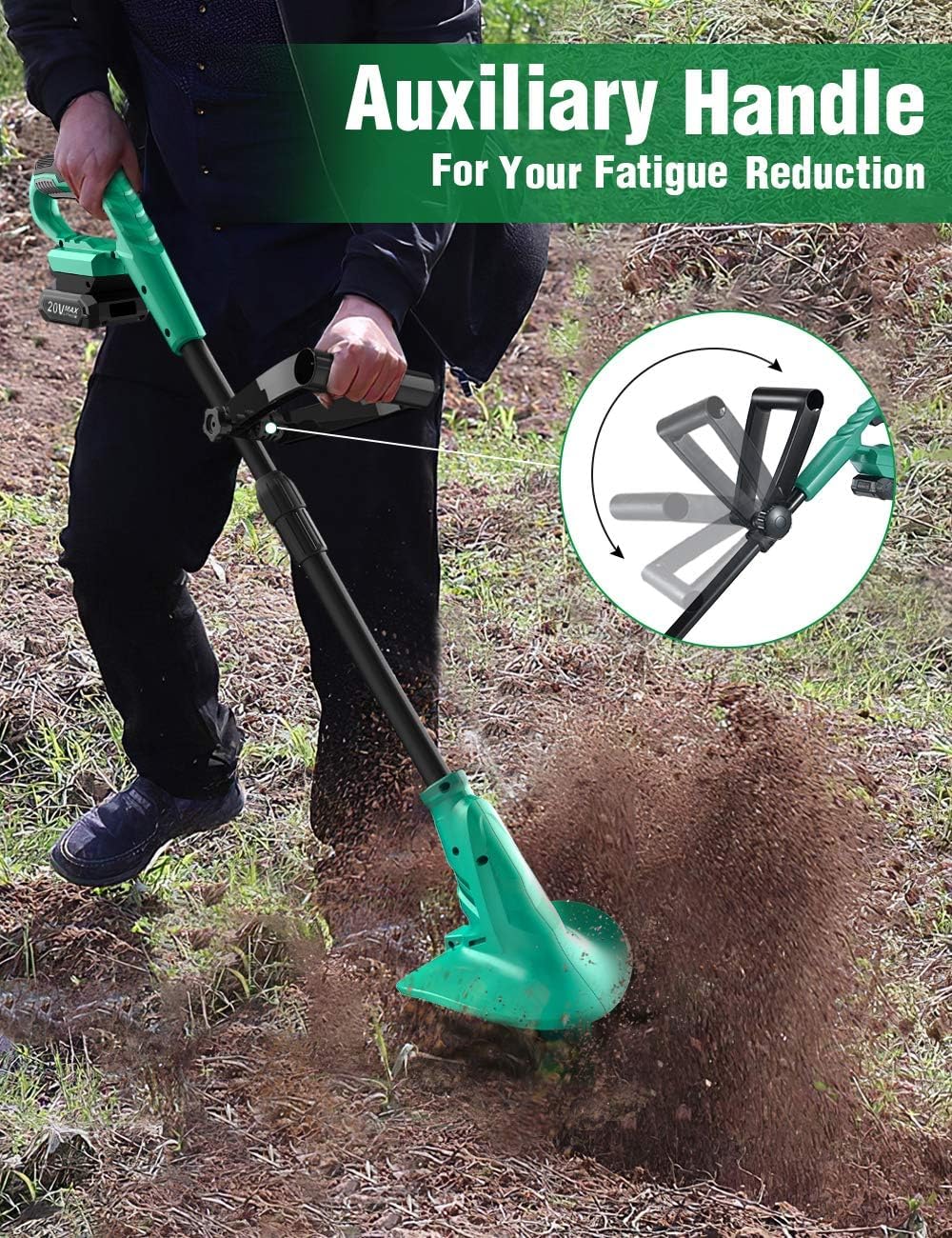KIMO Leaf Blower Cordless with Battery and Charger, 540CFM/220MPH, Precision Adjustment Handle, 3Speeds w/ Visual Panel, Lightweight, 2 Extended Tube, 2* 2.0 Battery Powered Leaf Blowers for Lawn Care