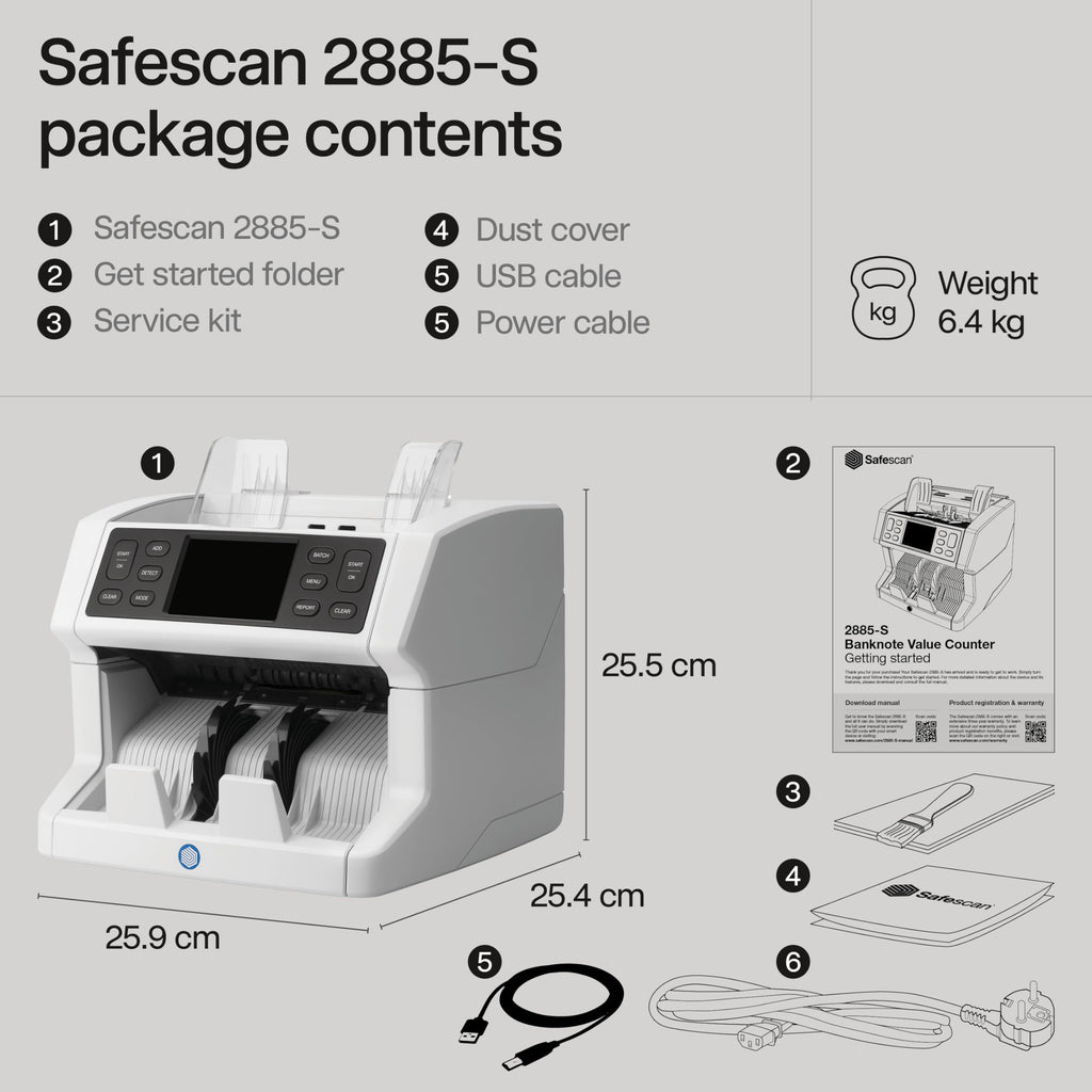 Safescan 2210 Money Counter Machine with Counterfeit Detection, Add/Batch Modes, LCD-Display, High-Speed Counts 1,000 bills per minute, 2 Point Counterfeit Check - Sorted Counter for All Currencies