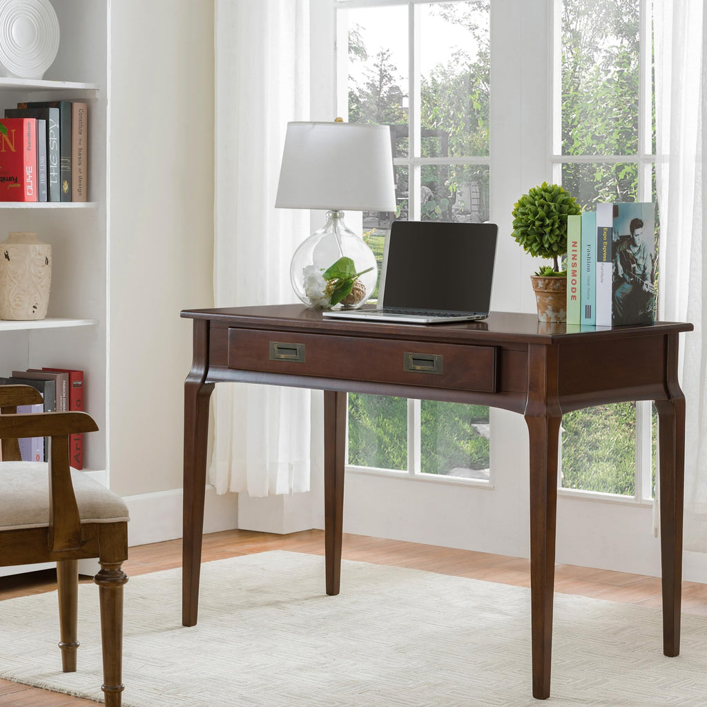 Leick Home Cottage White Turned leg Laptop Desk with Center Drawer, White