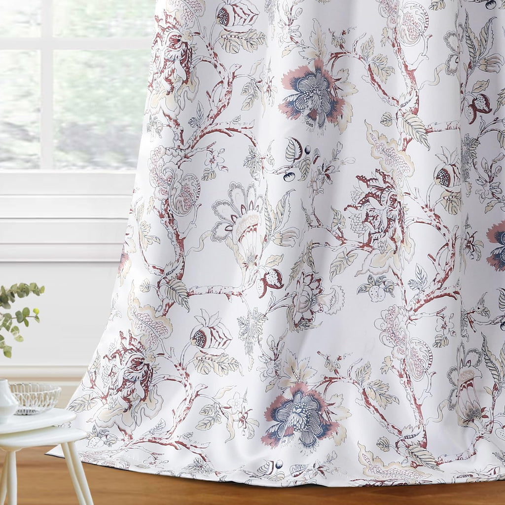 H.VERSAILTEX Blackout Curtains 63 Inch Length 2 Panels Set Floral Print Curtain Drapes for Living Room Thermal Insulated Grommet Window Curtains for Bedroom - Traditional Floral in Antique Green