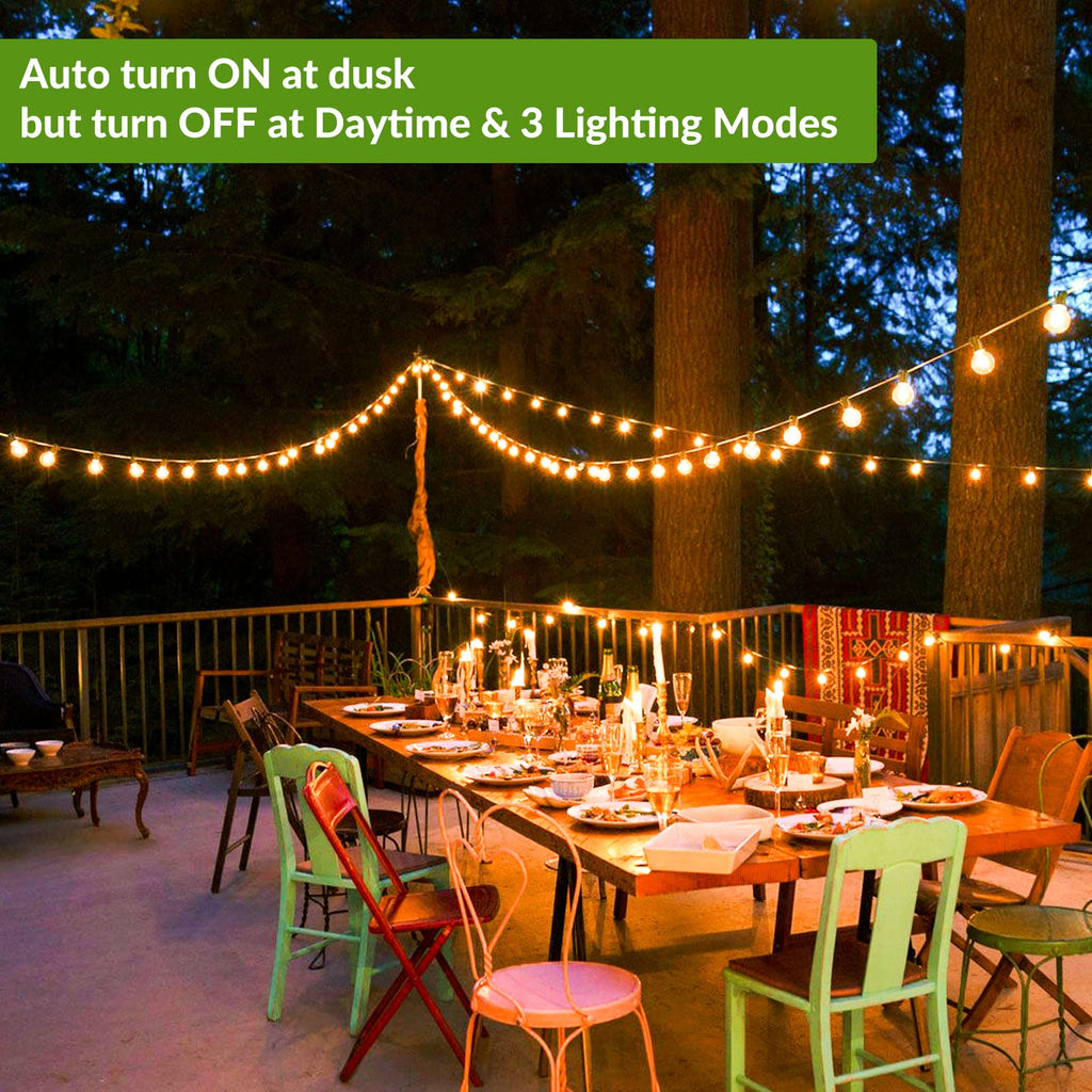 Lakumu 34FT G40 Solar String Lights, Globe Outdoor String Lights with 15 E12 Waterproof LED Bulbs, 2700K Shatterproof Patio Lights, Solar Powered Hanging Lights