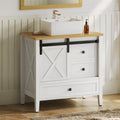 YITAHOME 30 Inch Farmhouse Bathroom Vanity with Sink, Small Space Bathroom Storage Cabinet with Large Drawer, 2 Wood Barn Doors with Built-in Door Racks
