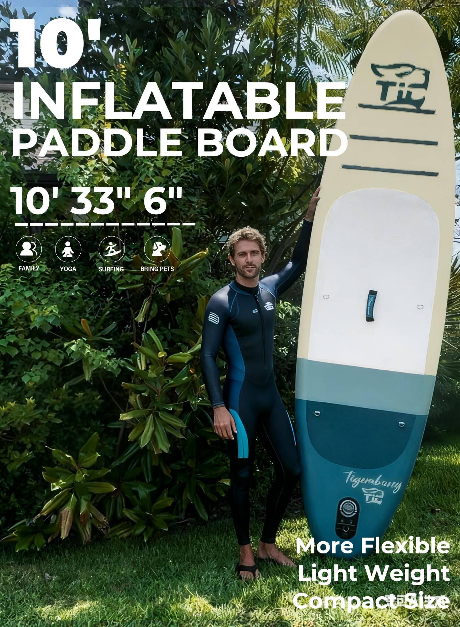 TIGERXBANG 11'6"/11'/10' Inflatable Paddle Board with Complete Accessories, Versatile Premium Paddle Boards for Adults/Youth, Stand Up Paddle Board Polar/Wave/Sunny Wave Collection