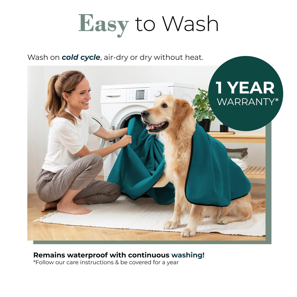 Waterproof Blanket for Bed & Couch Protection, Reddish/Green, 80"x90" | High-Density Heavy-Duty Material – Ultra-Soft & Durable Soft Fleece, Leakproof, Reversible, Silent No-Crinkle Design