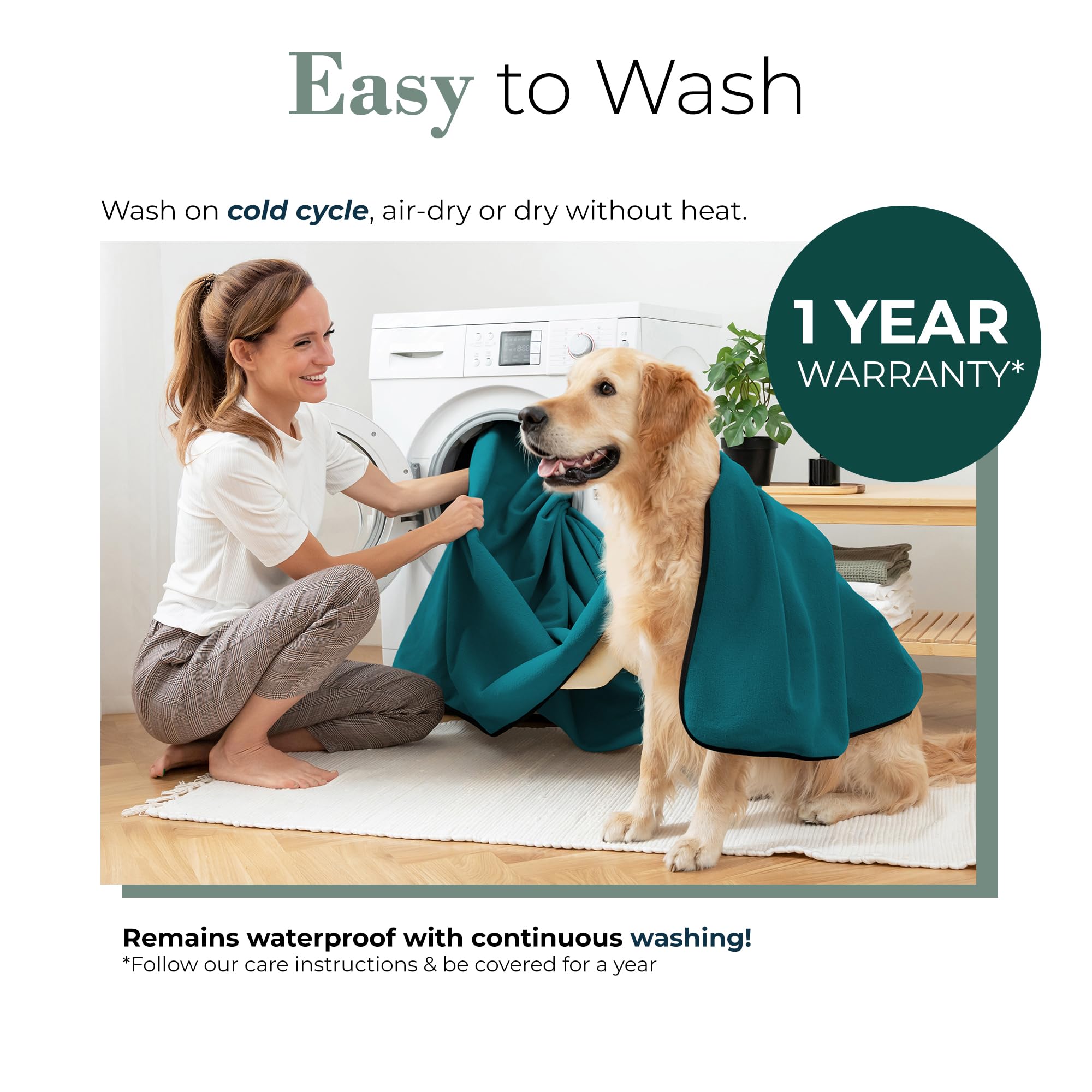Waterproof Blanket for Bed & Couch Protection, Reddish/Green, 80"x90" | High-Density Heavy-Duty Material – Ultra-Soft & Durable Soft Fleece, Leakproof, Reversible, Silent No-Crinkle Design