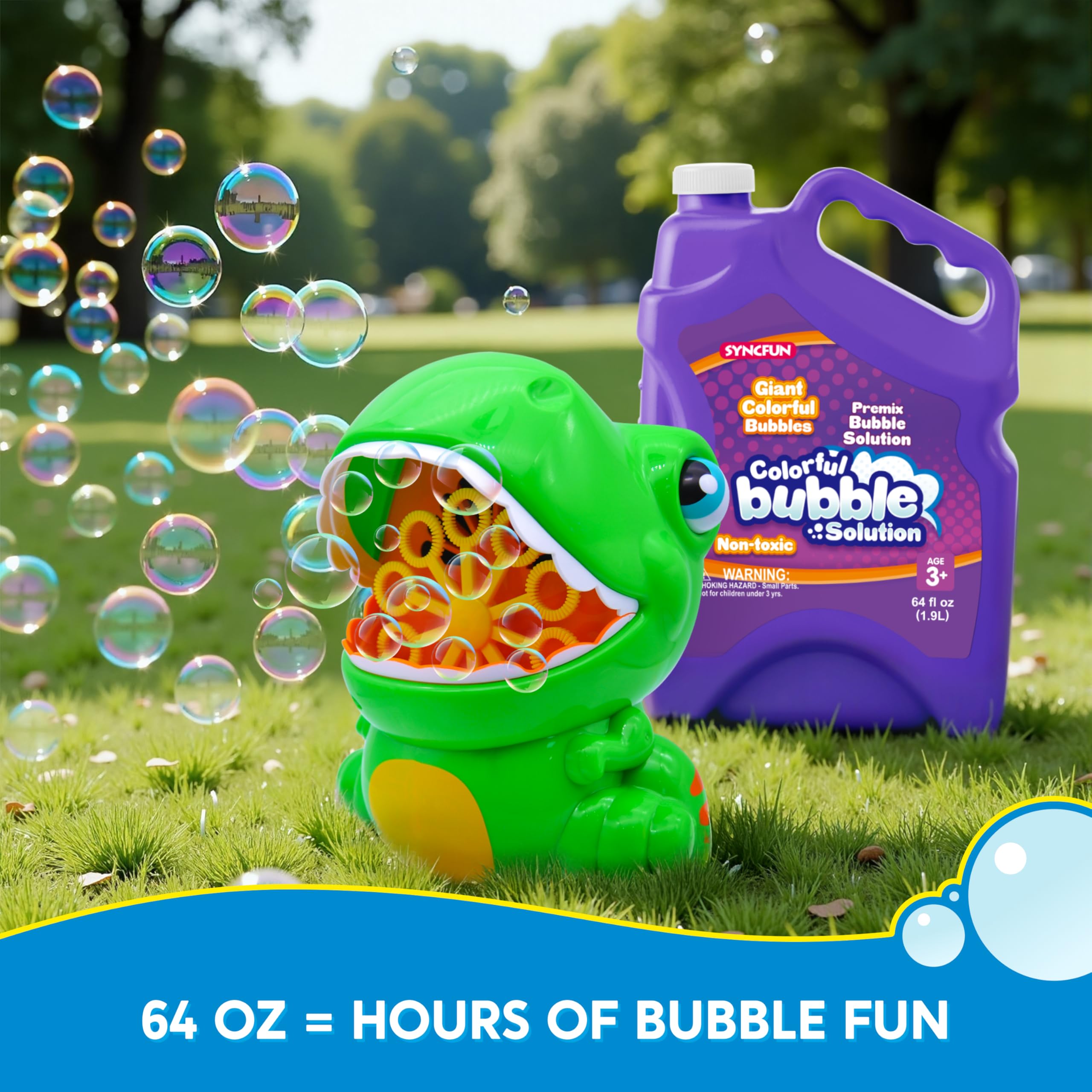 SYNCFUN 64 oz Premixed Bubble Solution, 1.9L Giant Pre-Mix Refill Solution for Bubble Machine, Bubbles for Kids, Wands, Blower, Easter, Outdoors Activity,No Mixing or Measuring