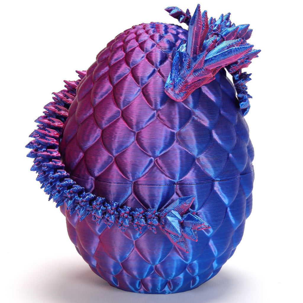 HEZUJ 3D Printed Dragon Dinosaur Egg,Articulated Crystal Dragon Fidget Toys,Prefilled Easter Basket Stuffers Eggs Filled, for Boys Girls Christmas Valentines Day Gifts (Purple Flying Dragon)