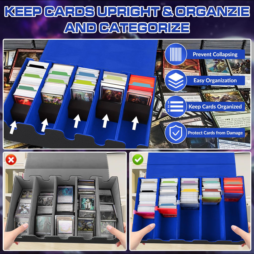 AOBOPLE Trading Card Storage Box,3200+ Card Box Storage with 24 Dividers and 4 Foam Supporters PU Leather Magnetic Cards Deck Case for MTG TCG Magic and Sport Cards,Great Gift for Card Collectors