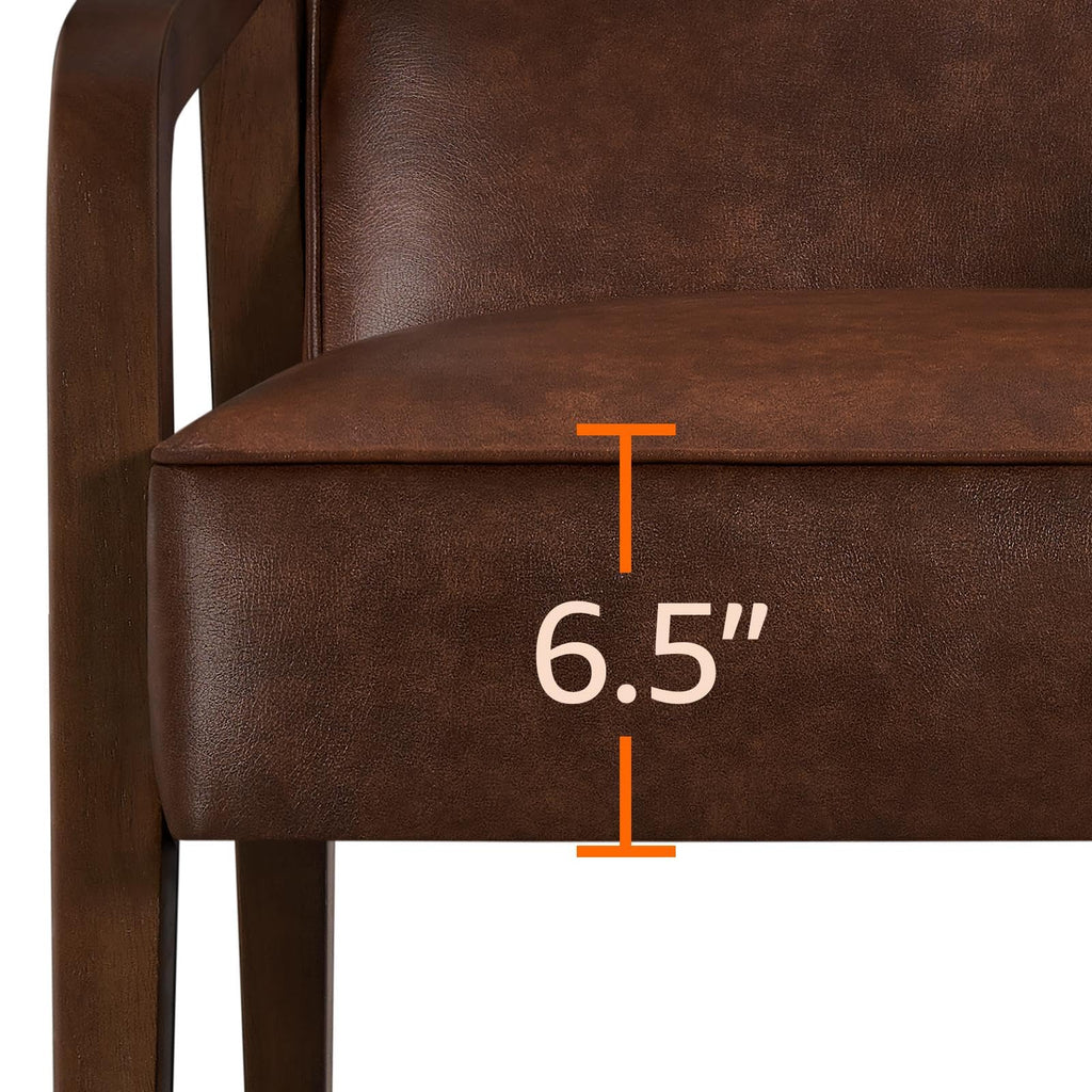 Yaheetech Accent Chair, PU Leather Reading Chair, Mid Century Modern Arm Chair with Solid Wood Frame for Living Room Bedroom Waiting Room, 2 Pieces, Black