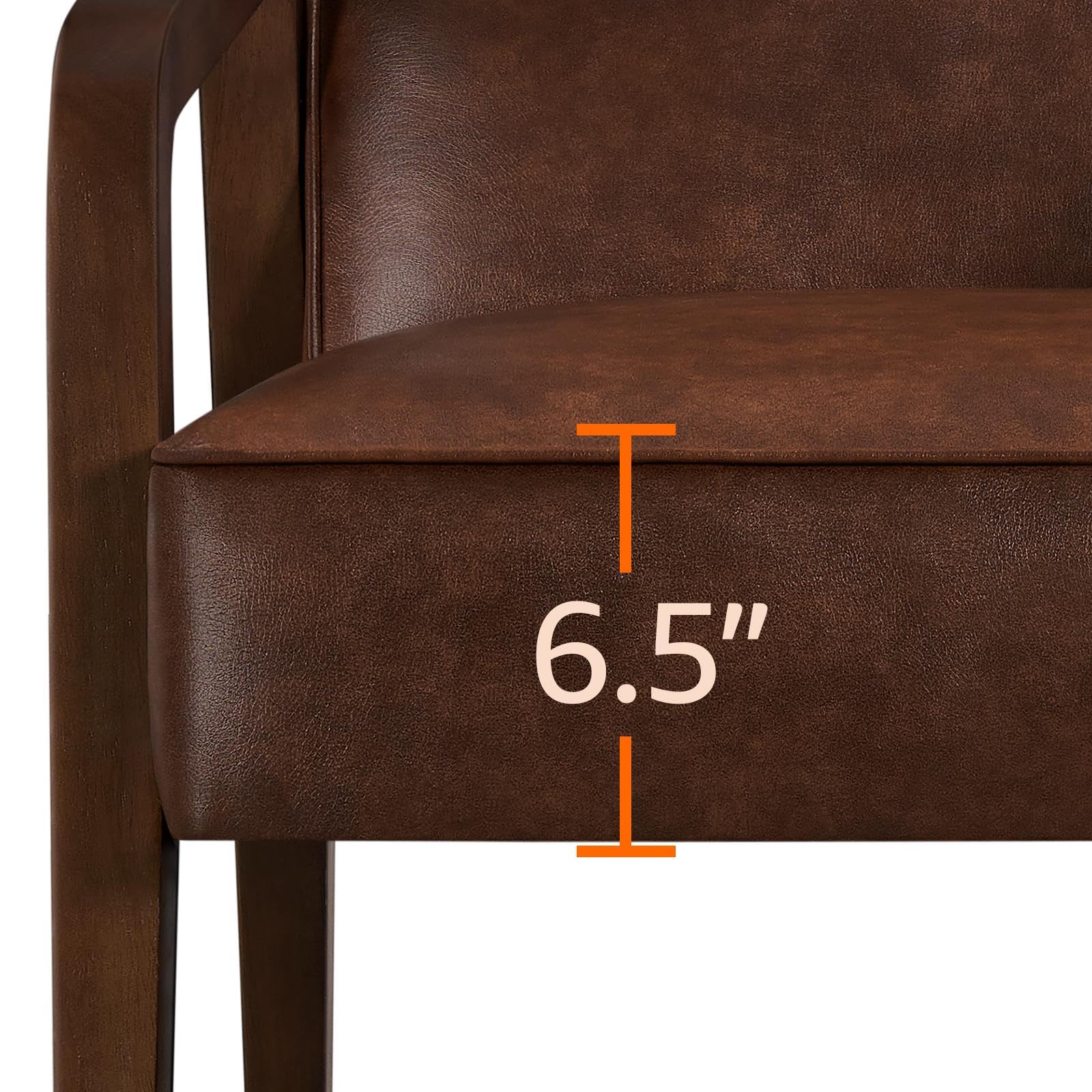 Yaheetech Accent Chair, PU Leather Reading Chair, Mid Century Modern Arm Chair with Solid Wood Frame for Living Room Bedroom Waiting Room, 2 Pieces, Black