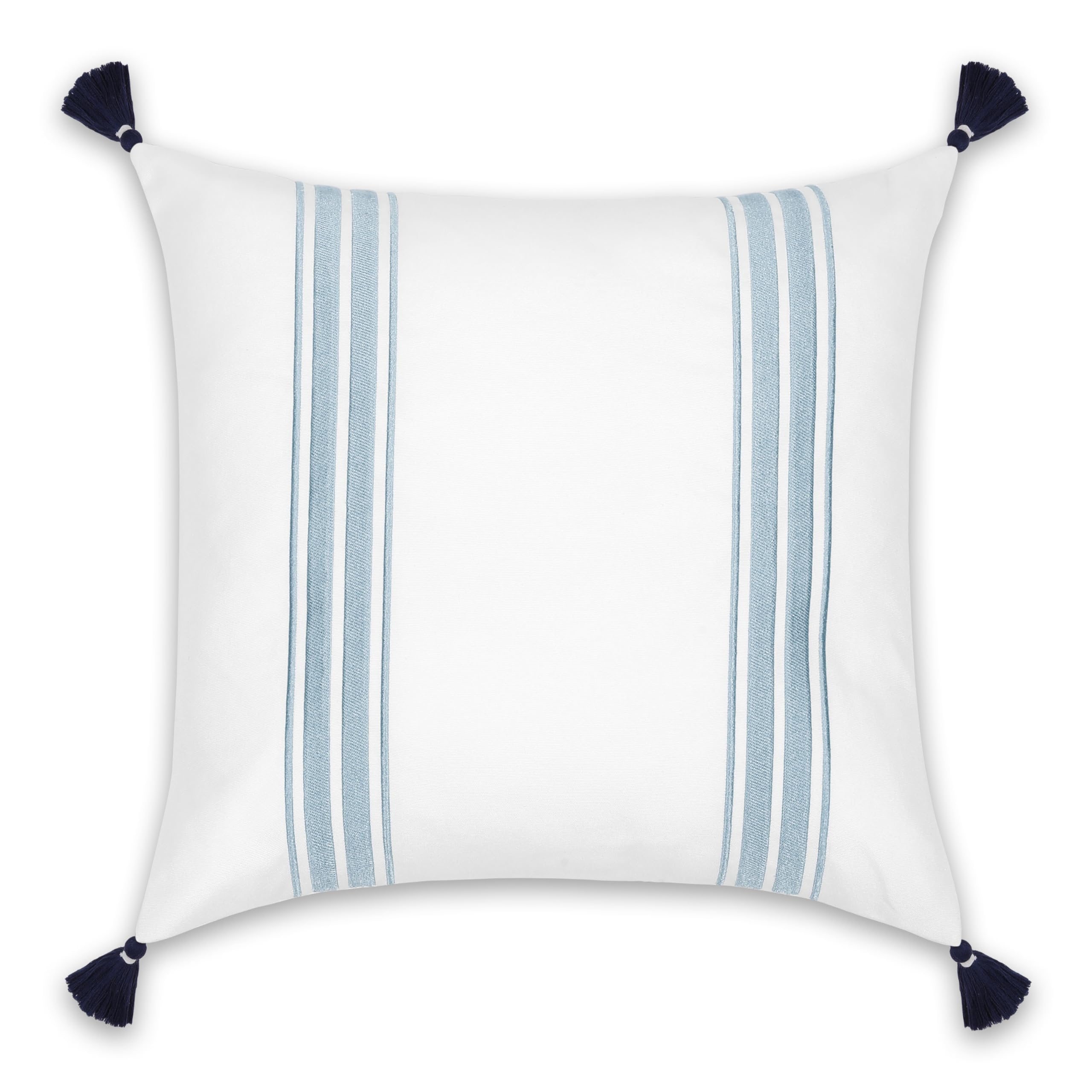 Hofdeco Premium Coastal Patio Indoor Outdoor Lumbar Pillow Cover Only, 12"x20" Water Repellent for Backyard, Couch, Baby Blue Green Floral with Piping