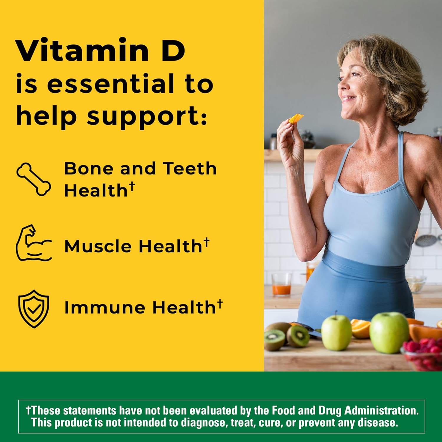 Nature Made Vitamin D3 2000 IU (50 mcg), Vitamin D Supplement for Bone, Muscle and Immune Health Support, 220 Tablets