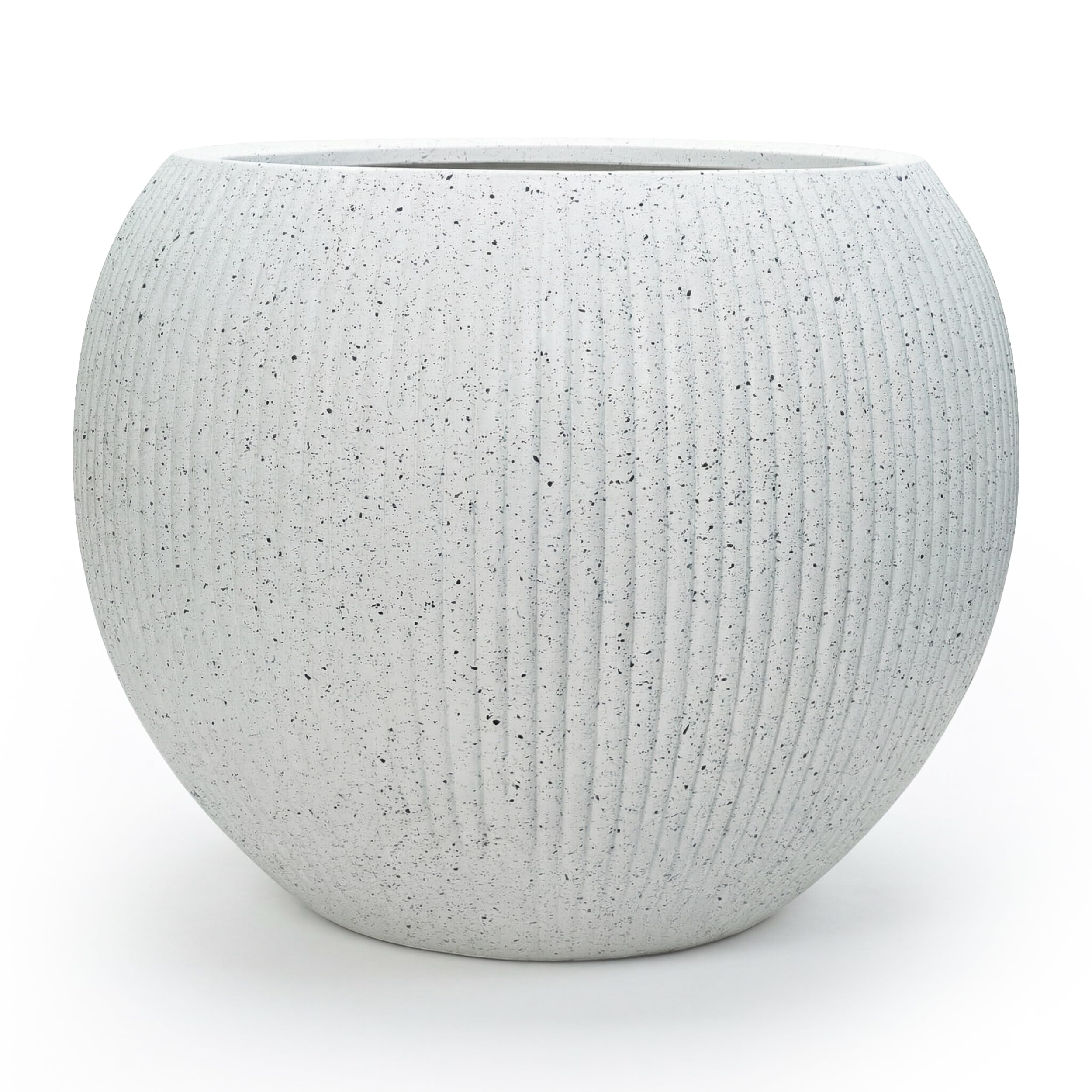 DTY Fiberstone Globe Planter Indoor Outdoor — Lightweight Sphere Ball Pot for Olive Tree, Monstera & Palm | Fiberglass Stone | UV Resistant, Drainage Hole | 2 Coco Mats | Black | 12.6" D × 10" H