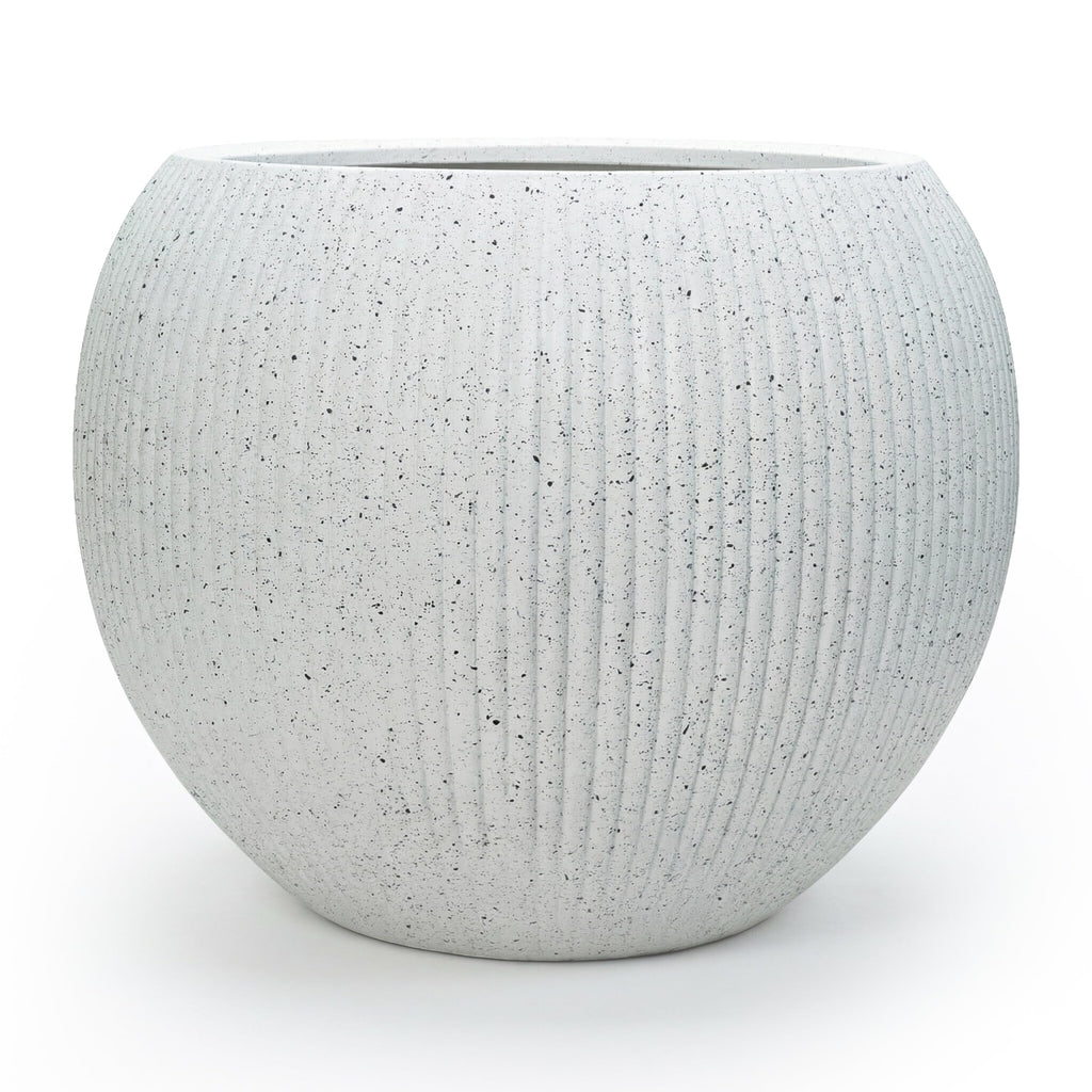 DTY Fiberstone Globe Planter Indoor Outdoor — Lightweight Sphere Ball Pot for Olive Tree, Monstera & Palm | Fiberglass Stone | UV Resistant, Drainage Hole | 2 Coco Mats | Black | 12.6" D × 10" H