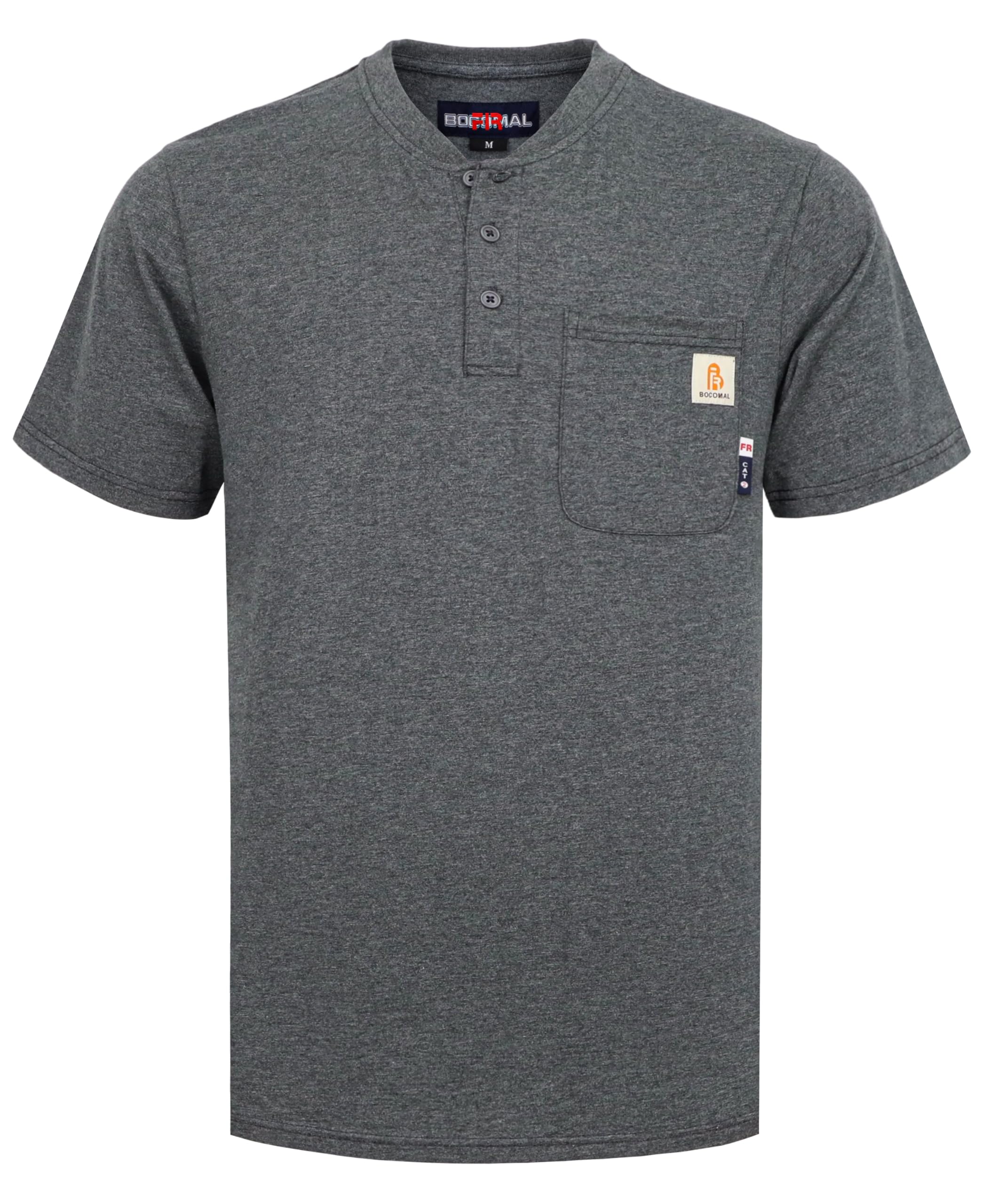 BOCOMAL FR Shirts Flame Resistant Shirt 5.5oz 100% Cotton Light Weight CAT2 Fire Retardant Henley Shirts