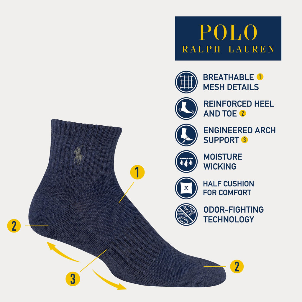 POLO RALPH LAUREN Men's Performance Cotton Quarter Socks