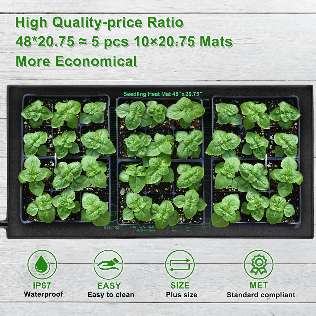 Seedling Heat Mat Hydroponic Plants Heating Pad, Seed Starting Greenhouse and Germination, Waterproof Durable Heating Pad for Indoor Home Gardening Seed Starter(10“x20.75”)