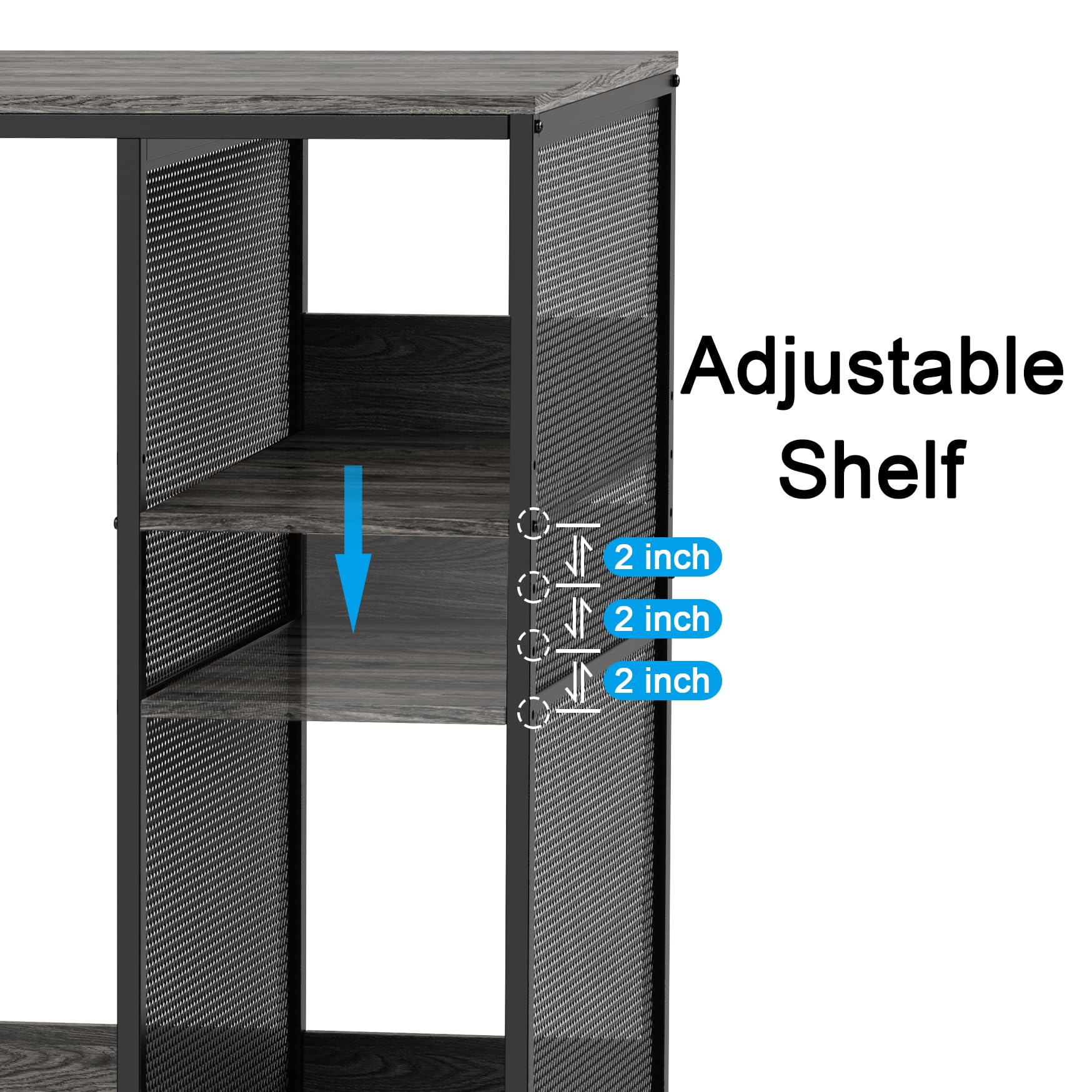 KirKical 3-Tier Coffee Bar Cabinet with Mini Fridge Space, Heavy-Duty Rustic Grey Microwave Stand Baker Rack, Utility Storage Organizer Shelf for Home Kitchen Dorm, Slate Grey