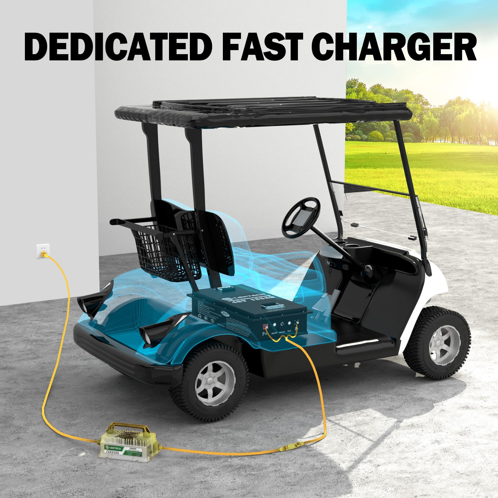 36V 100Ah LiFePO4 Lithium Golf Cart Battery with Charger, Built-in Smart 200A BMS, with Touch Monitor, Perfect for Golf Carts, Off-grid