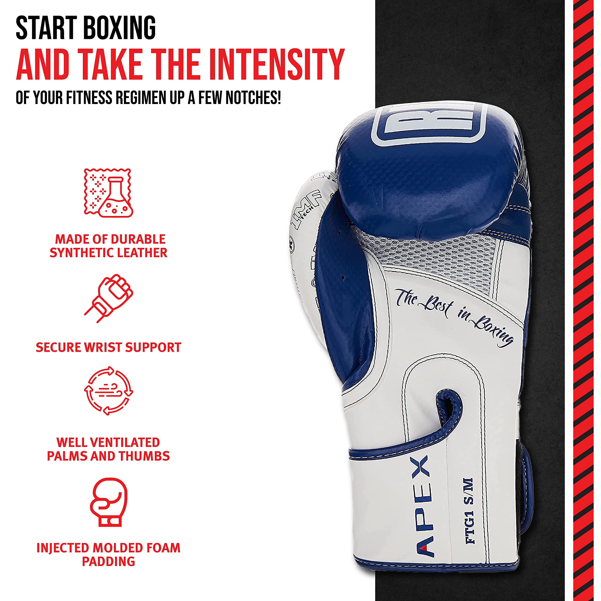 Ringside Apex Bag Gloves, IMF-Tech Boxing Gloves with Secure Wrist Support, Synthetic Boxing Gloves for Men and Women