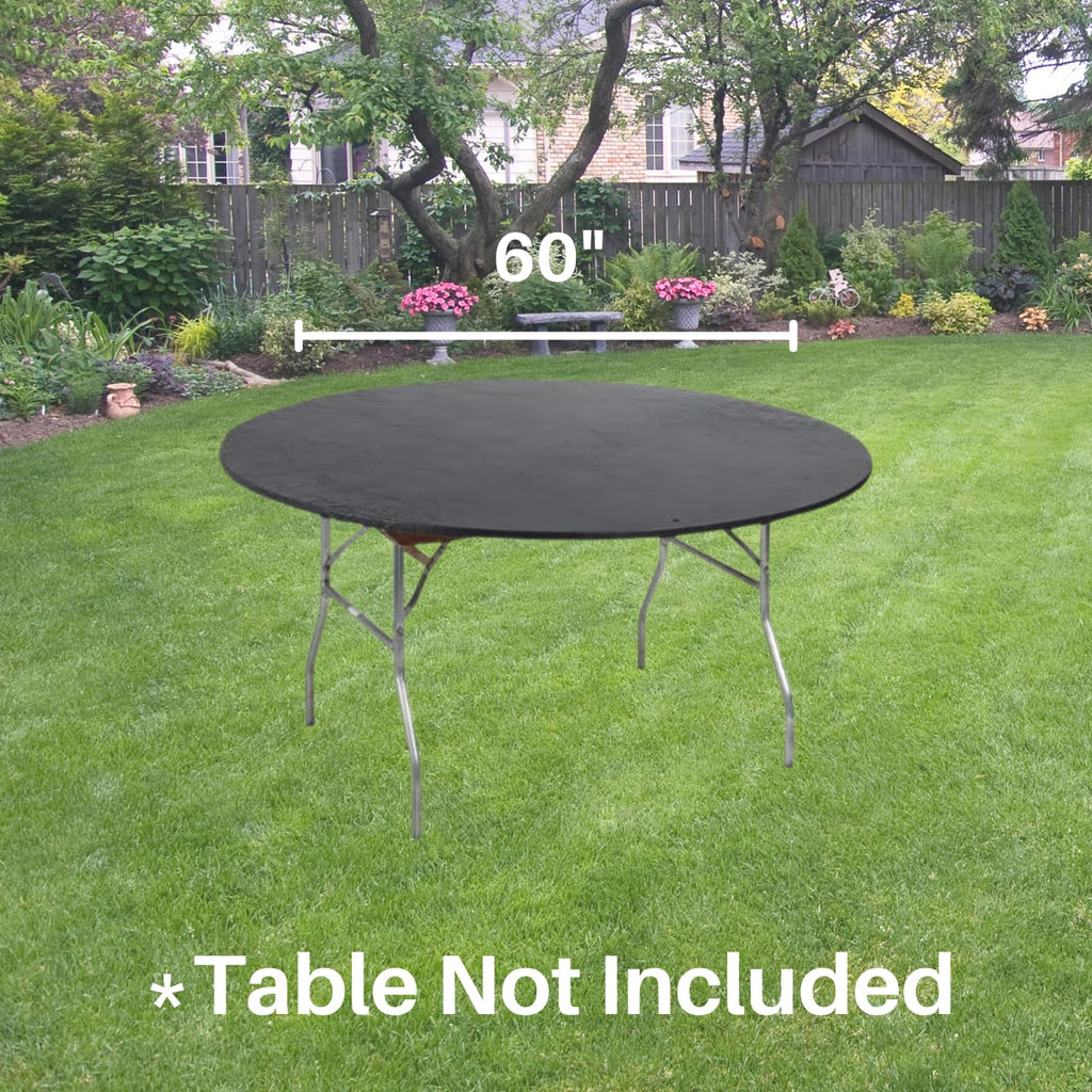 Kwik-Covers 60" Round Fitted Plastic Table Covers, 5 Pack (Black)