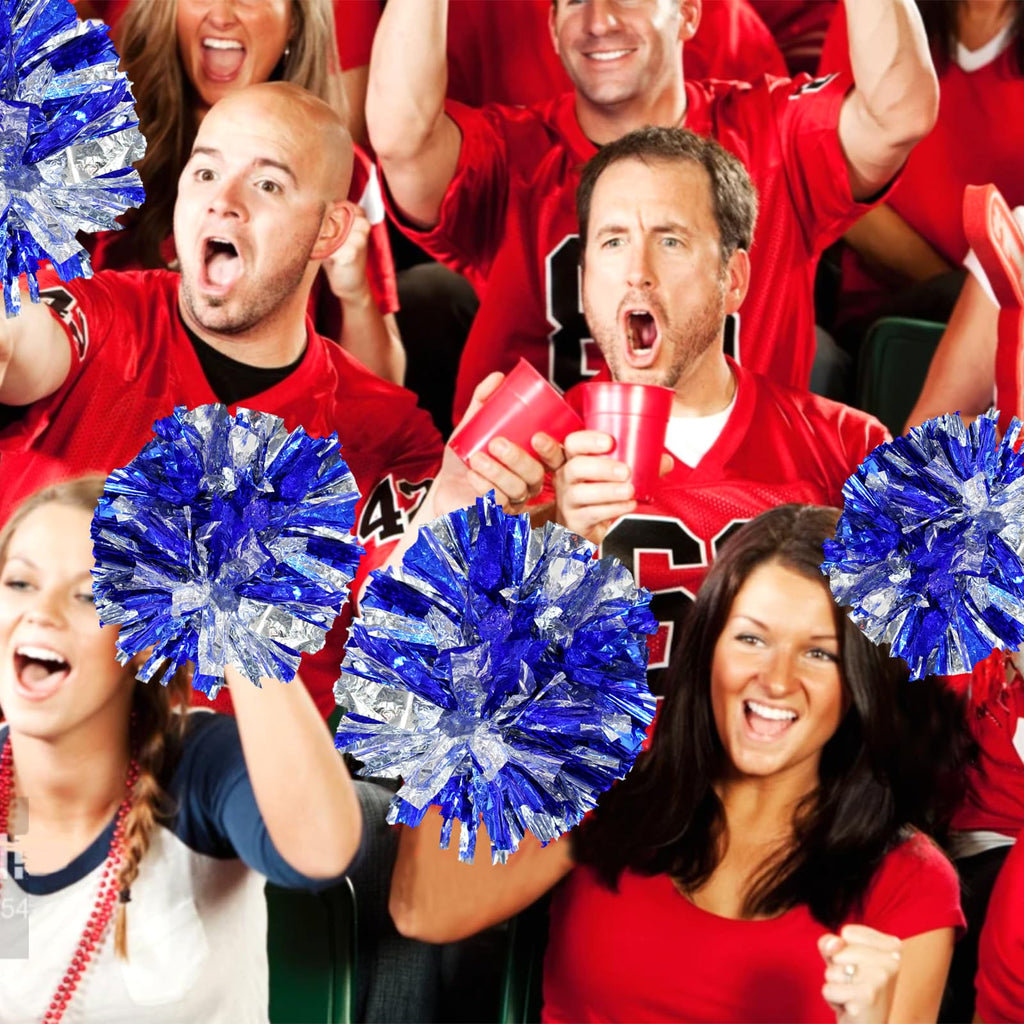 4Pcs Metallic Cheerleading Pom Poms, Creatiee 2 Pair Cheerleader Cheering Squad Pompoms for School Sports Dance Games Team Spirit Cheer