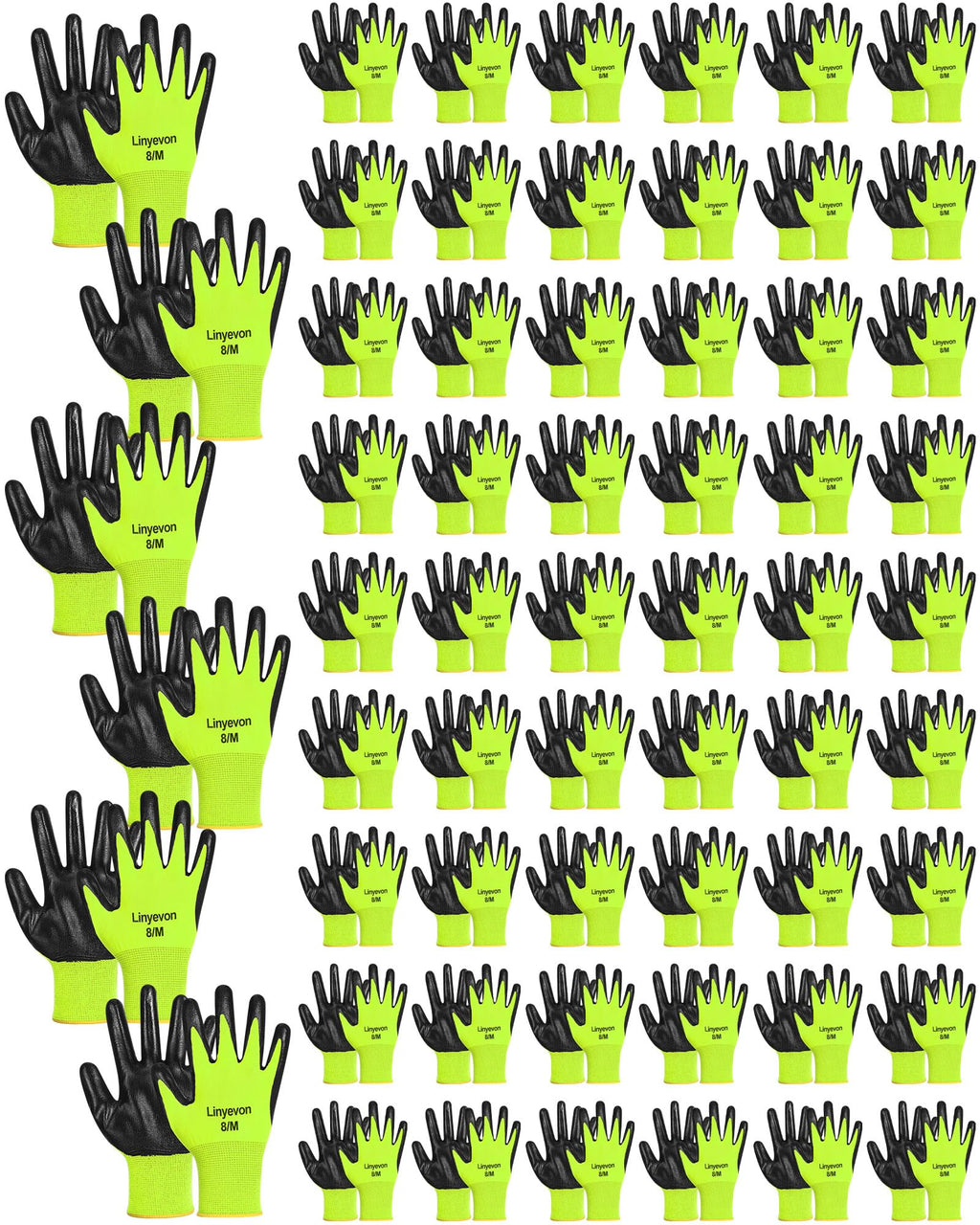 Maxcheck PU Coated Gloves Bulk, Reusable Rubber Safety Gloves for Men Women Work Warehouse, Mechanic, Woodworking