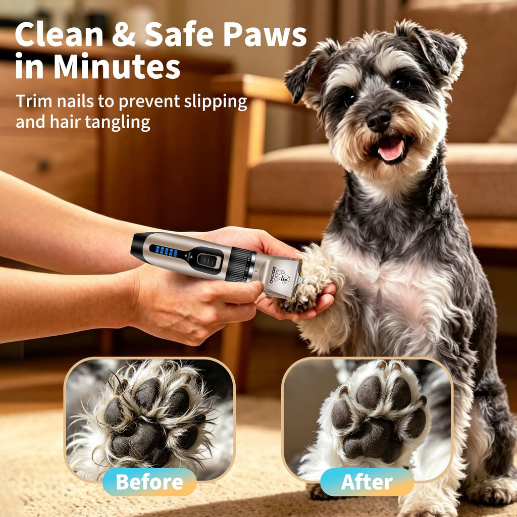 Dog Clippers Grooming Kit and Paw Trimmer,Cordless,Low Noise, Electric Quiet,Rechargeable, Dog Trimmer Grooming, Pet Hair Clippers for Thick Coats,Shaver for Small and Large Dogs Cats(Black)