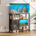 MAHANCRIS 20-37 Gallon Fish Tank Stand, Aquarium Stand with Power Outlet and Storage Cabinet, Heavy Duty Tank Stand Suitable for Turtle Tank, Reptile Terrarium, for Home Office, Black FTHB40E01