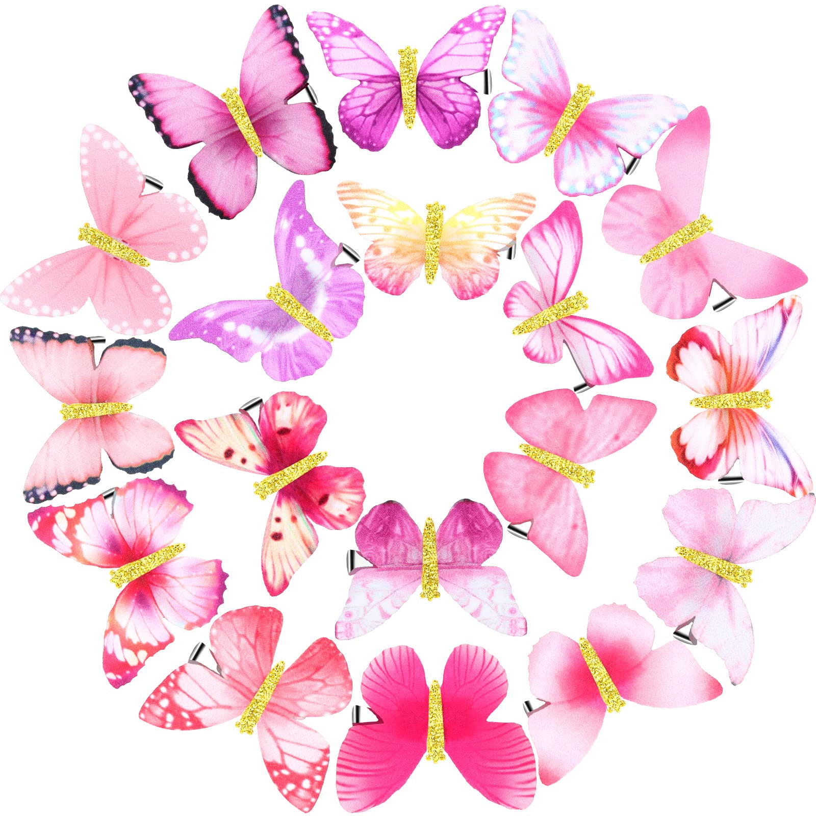 Boao 18 Pieces Glitter Butterfly Hair Clips for Girls Teens Women Hair Accessories (Bright Style)