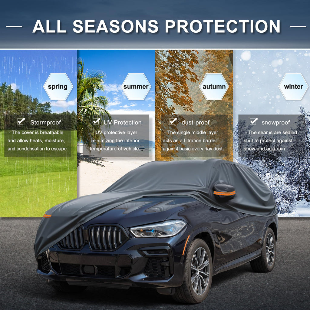 X AUTOHAUX Car Cover for Mini Cooper 2DR 2002-2021 210D-PU Outdoor Full Car Cover All Weather with Door Zipper