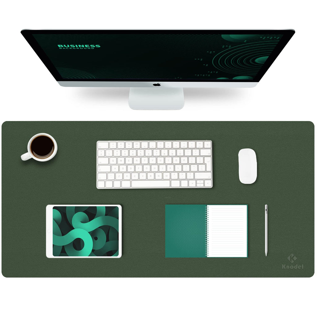 K KNODEL Small Office Leather Desk Mat, Mouse and Keyboard Pad, Computer and Laptop Mat, Desktop Protector and Cover, Writing Pad and Blotter (23.6"x13.8", Black)