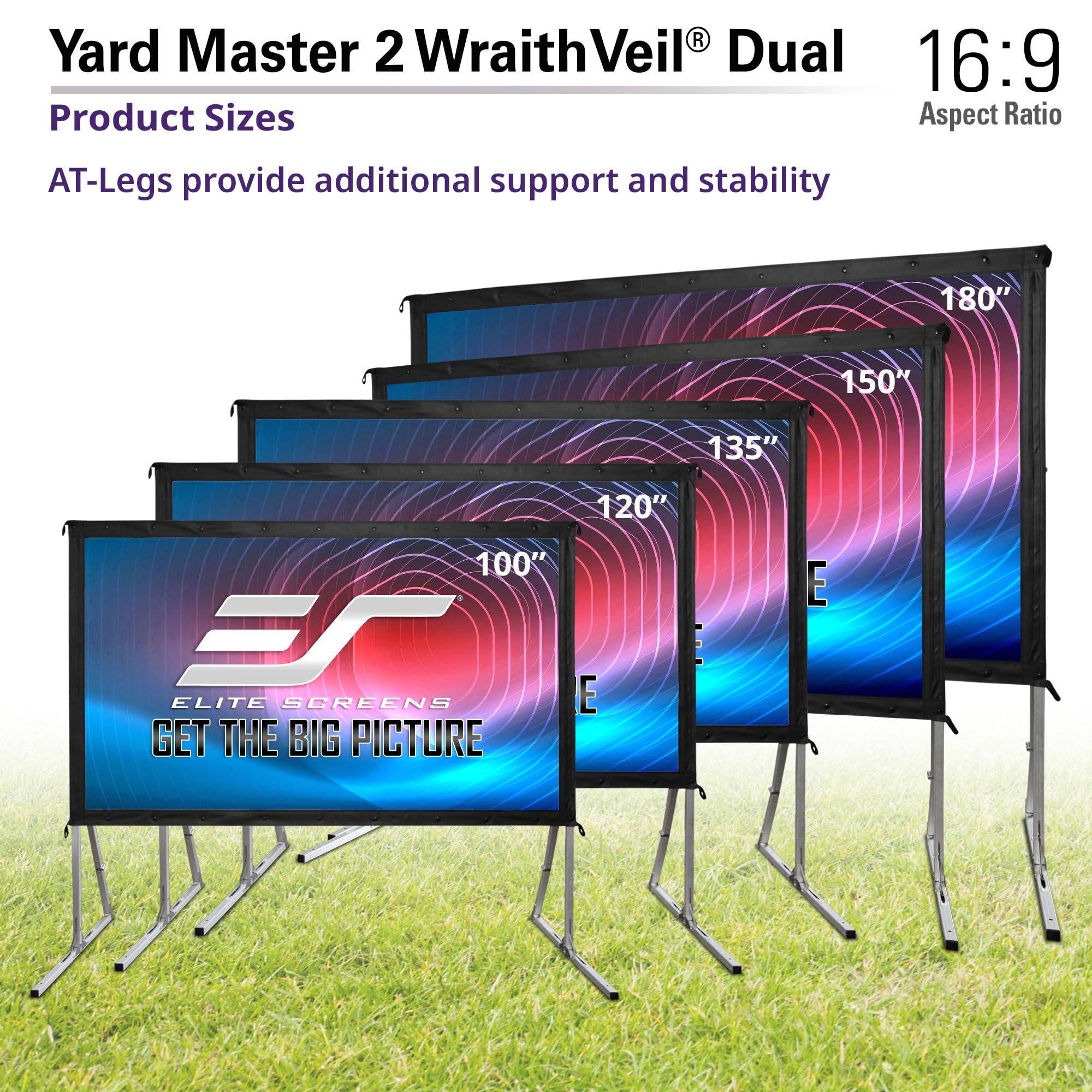 Elite Screens 100-inch Wraith Veil DUAL, 16:9, 0.8 Gain, 150° Viewing Angle, Front & Rear Projection Screen, Yardmaster 2 OMS100H2-Dual