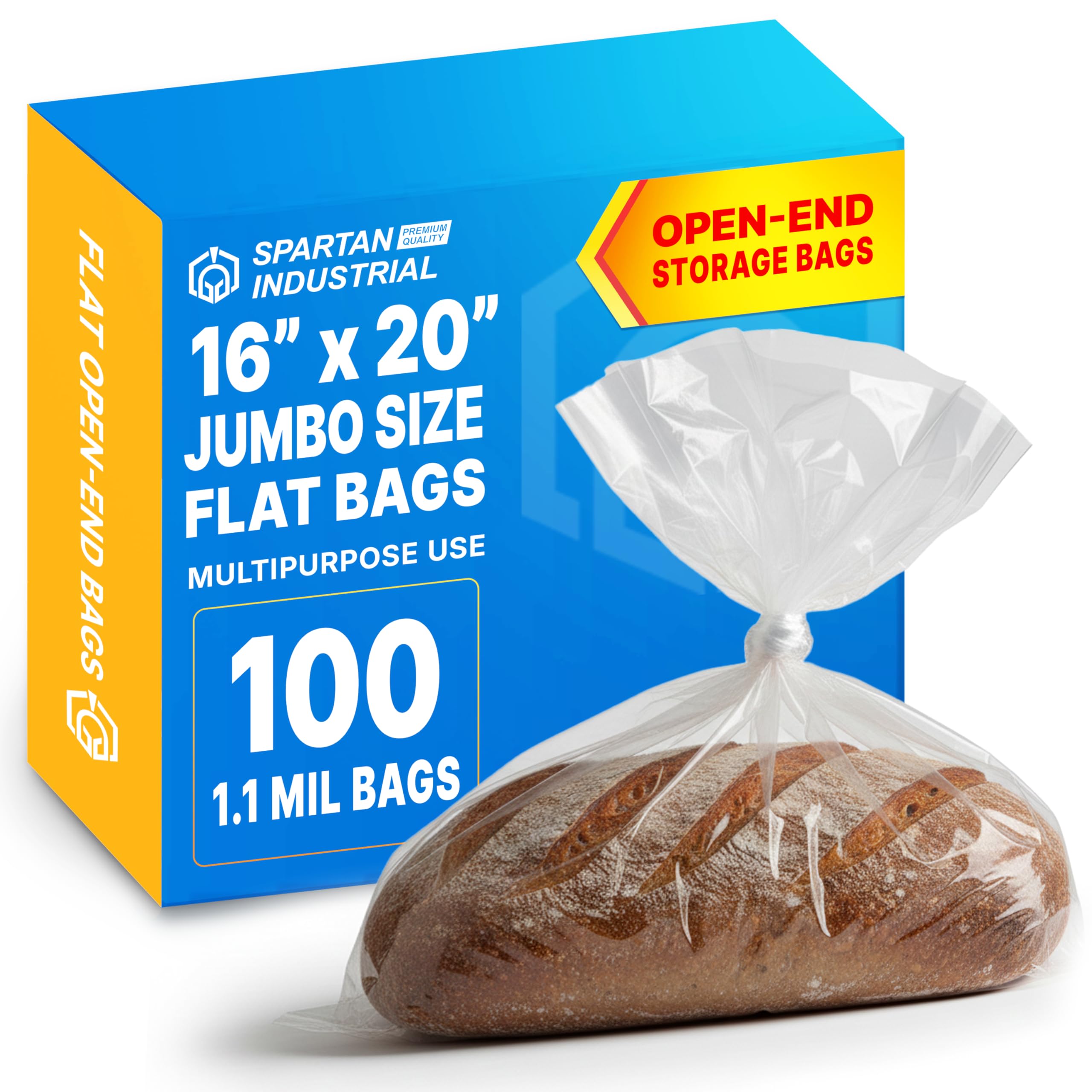 10" X 13" Open-End Flat Clear Poly Bags (100 Count) - 1.1 Mil Clear Plastic Bags for Packaging and Storage - No Adhesive Strip - Spartan Industrial