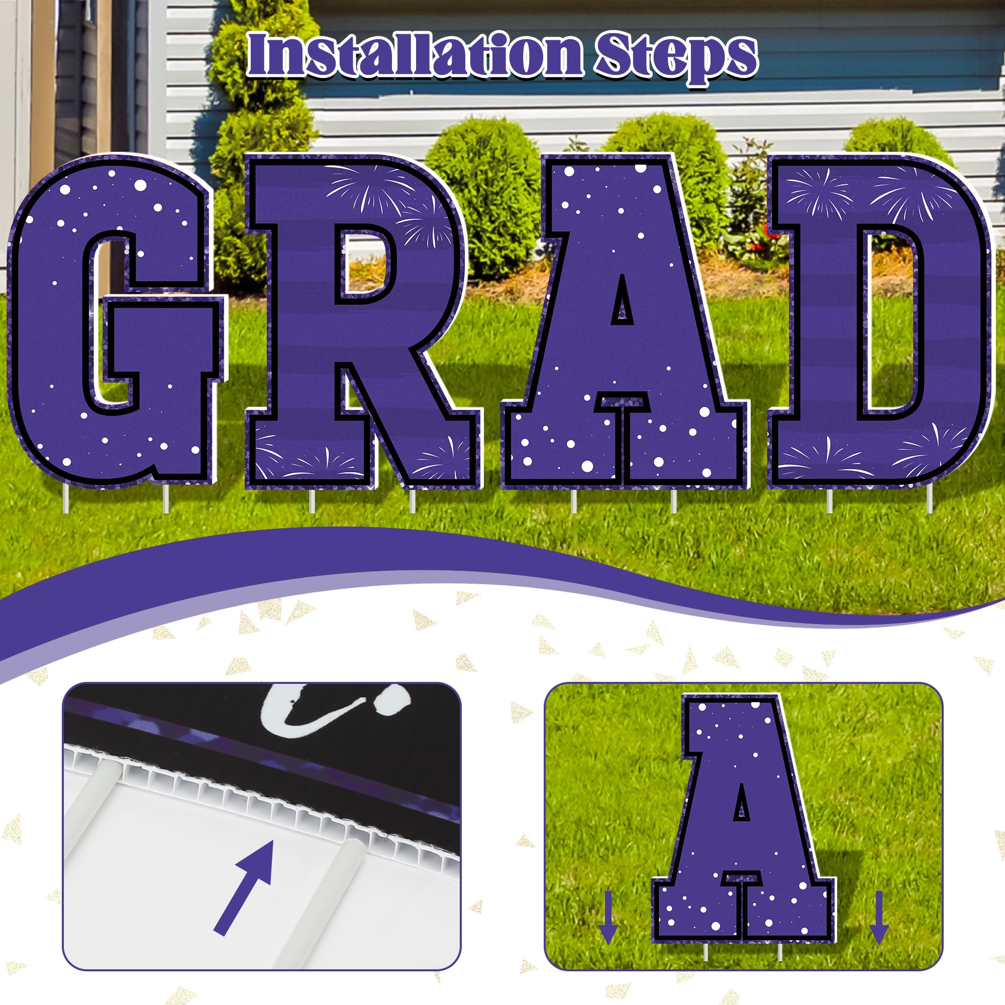 HOVACY 20 PCS Black Gold Graduation Yard Signs Class of 2026 | Black Gold 20 PCS, 40 Stakes, 11.57 x 16.14 in, Corrugated Plastic, Waterproof, Congrats Grad Sign, Graduation Sign