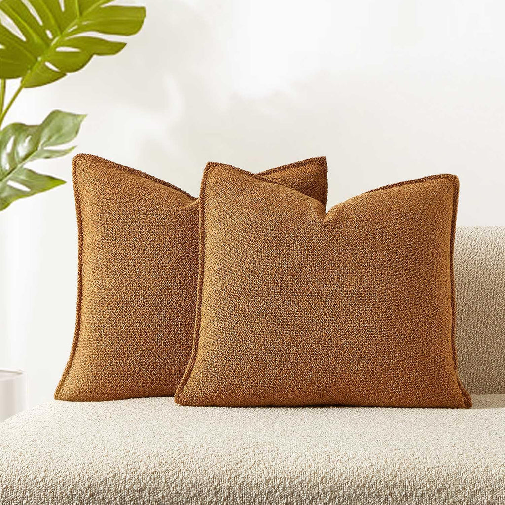 JUSPURBET Pillow Covers Set of 2 Decorative Throw Pillow Covers Case for Couch Sofa Bed Soft Boucle Textured Cushion Covers with Hidden Zipper for Home Decor Living Room 16x16,Beige