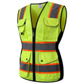 JKSafety Women Hi-Vis Reflective Safety Vest | Neon Color body Sewed Reflective Strips Breathable Lightweight ANSI Compliant