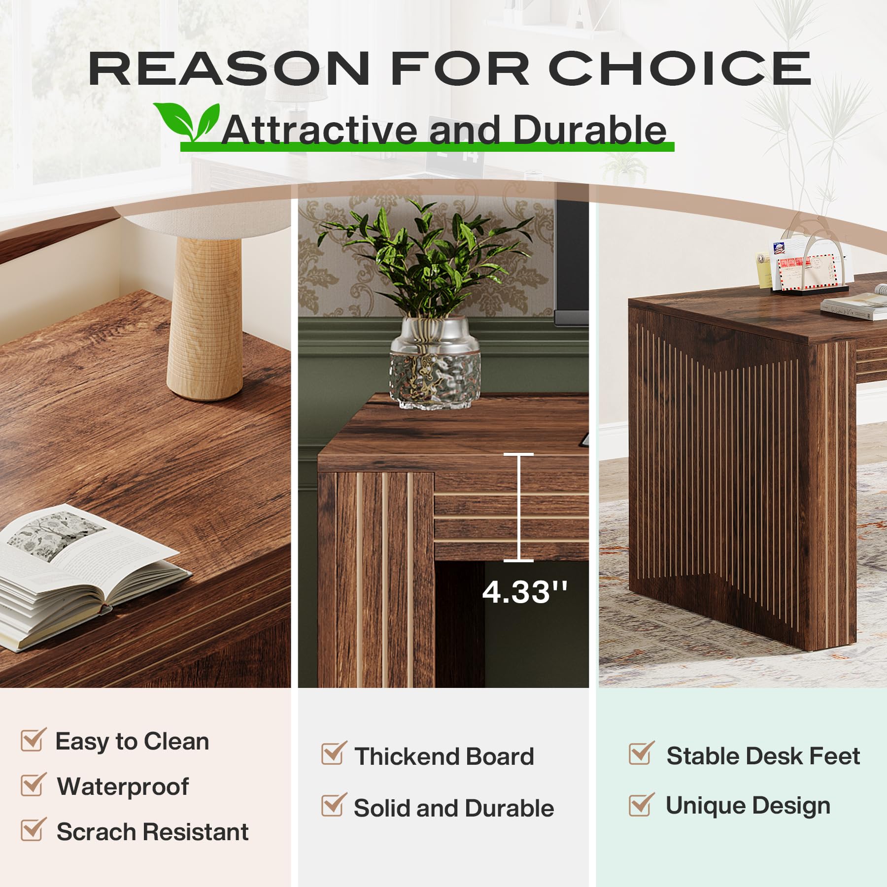 Tribesigns 79-Inch Extra Long Desk, Two Person Double Desk for Home Office, Wooden Long Computer Desk Writing Table for Office, Coffee Brown