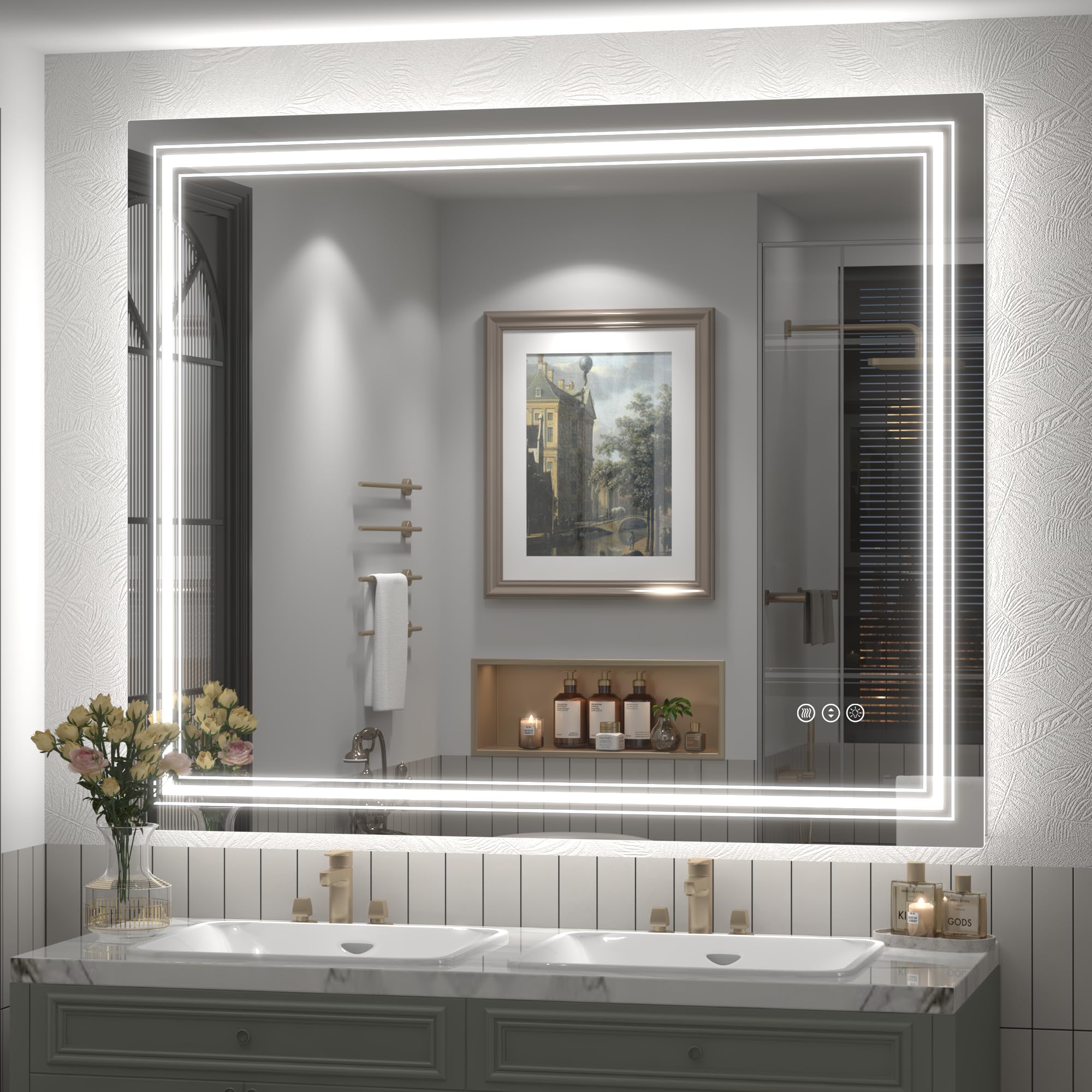 20x28 LED Bathroom Mirror, Vanity Mirror with Lights, Backlit and Front lit Mirror for Wall, Dimmable, Anti-Fog, Shatterpoof, Memory (Horizontal/Vertical)