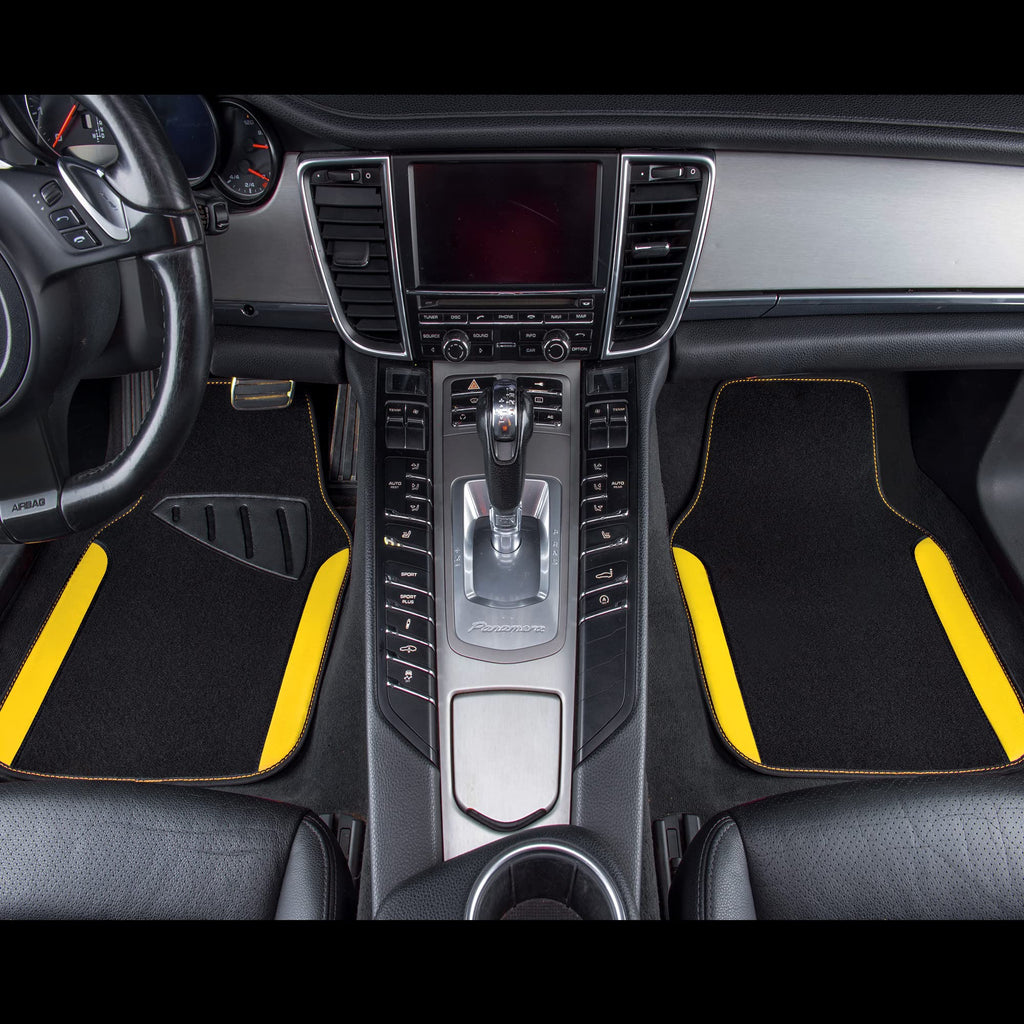 CAR PASS Beige Leather & Waterproof Car Carpet Floor Mats, Universal Car Mats Fit for SUV,Vans,sedans, Trucks,Set of 4pcs Car Carpet with Anti-Slip nibbs Driver Heel Pad (All Beige)