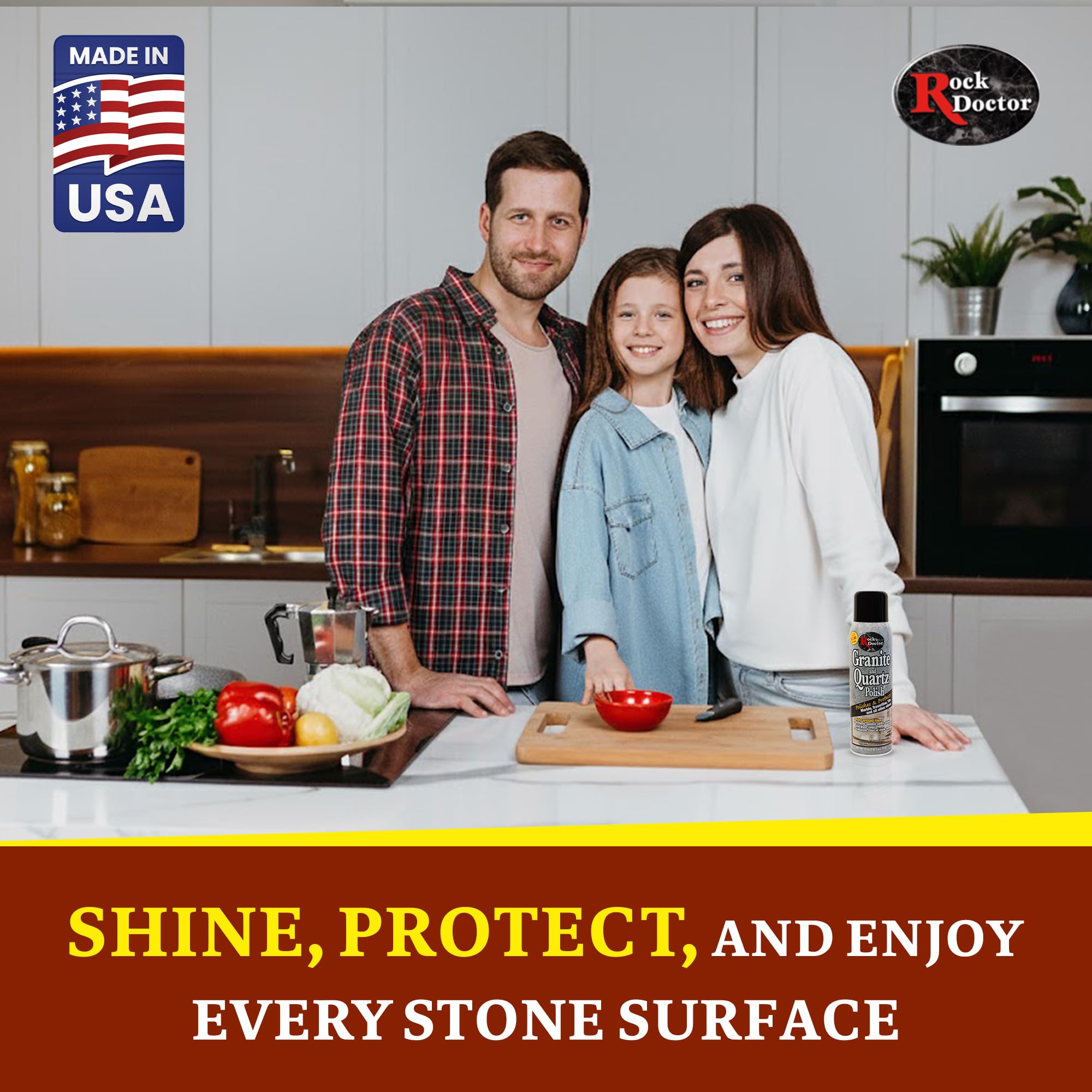 Rock Doctor Granite Polish Spray and Surface,18oz.Can Polish Tile, Marble, Kitchen Countertop, and Natural Stone Surfaces, Streak-Free Shine Pack of 1