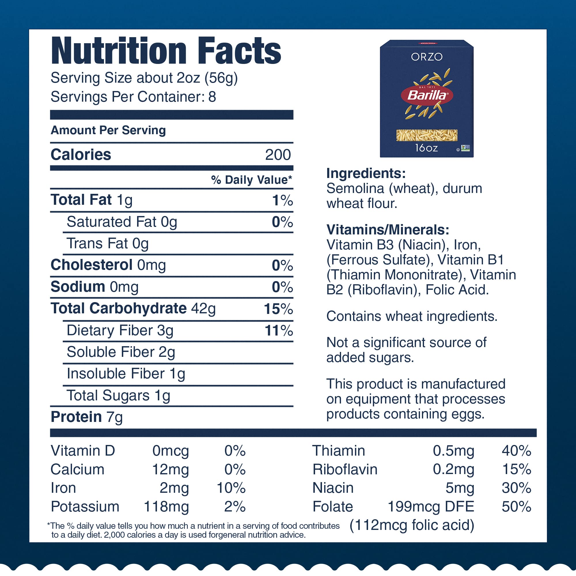 Barilla Orzo Pasta, 16 oz. Box - Non-GMO, Made with Durum Wheat Semolina - Kosher Certified