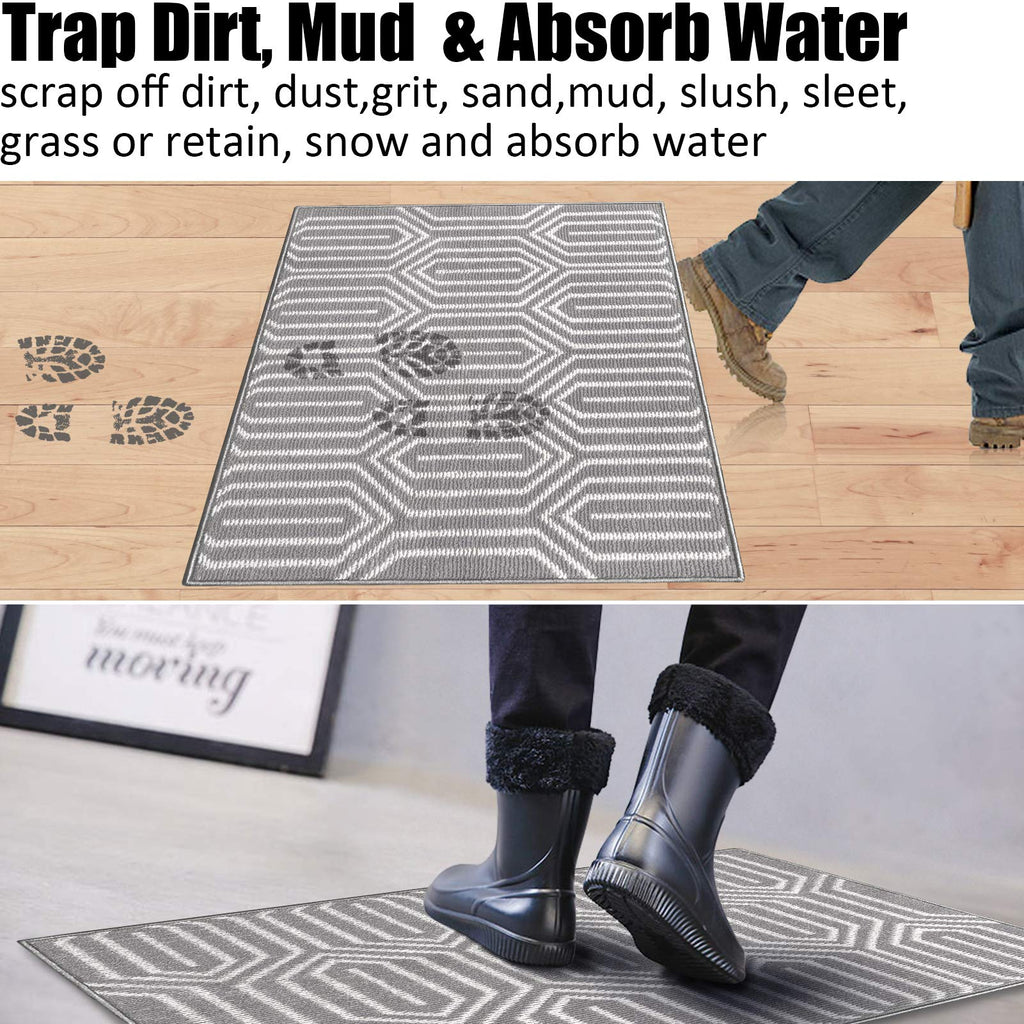 Indoor Doormat 24"x 36", Absorbent Front Back Door Mat Floor Mats, Rubber Backing Non Slip Door Mats Inside Mud Dirt Trapper Entrance Door Rug Carpet, Machine Washable Low Profile-Brown Time Cloister