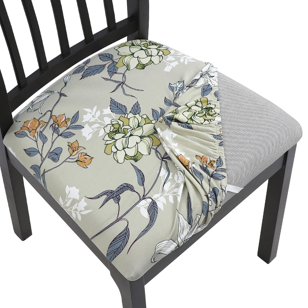 SearchI Seat Covers for Dining Room Chairs Stretch Printed Chair Seat Covers Set of 2, Removable Washable Upholstered Chair Seat Protector Cushion Slipcovers for Kitchen, Office(Ball Flower)