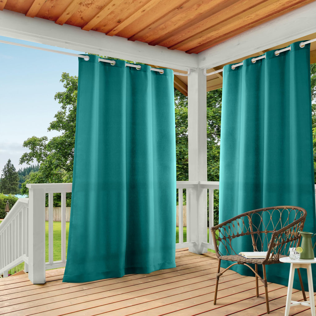 Town & Country Basics Cabana Solid Heavyweight Indoor Outdoor Curtains, Light Filtering Opacity with Grommet Top, Water Repellent, 2-Pack Set, 54"x96", Black