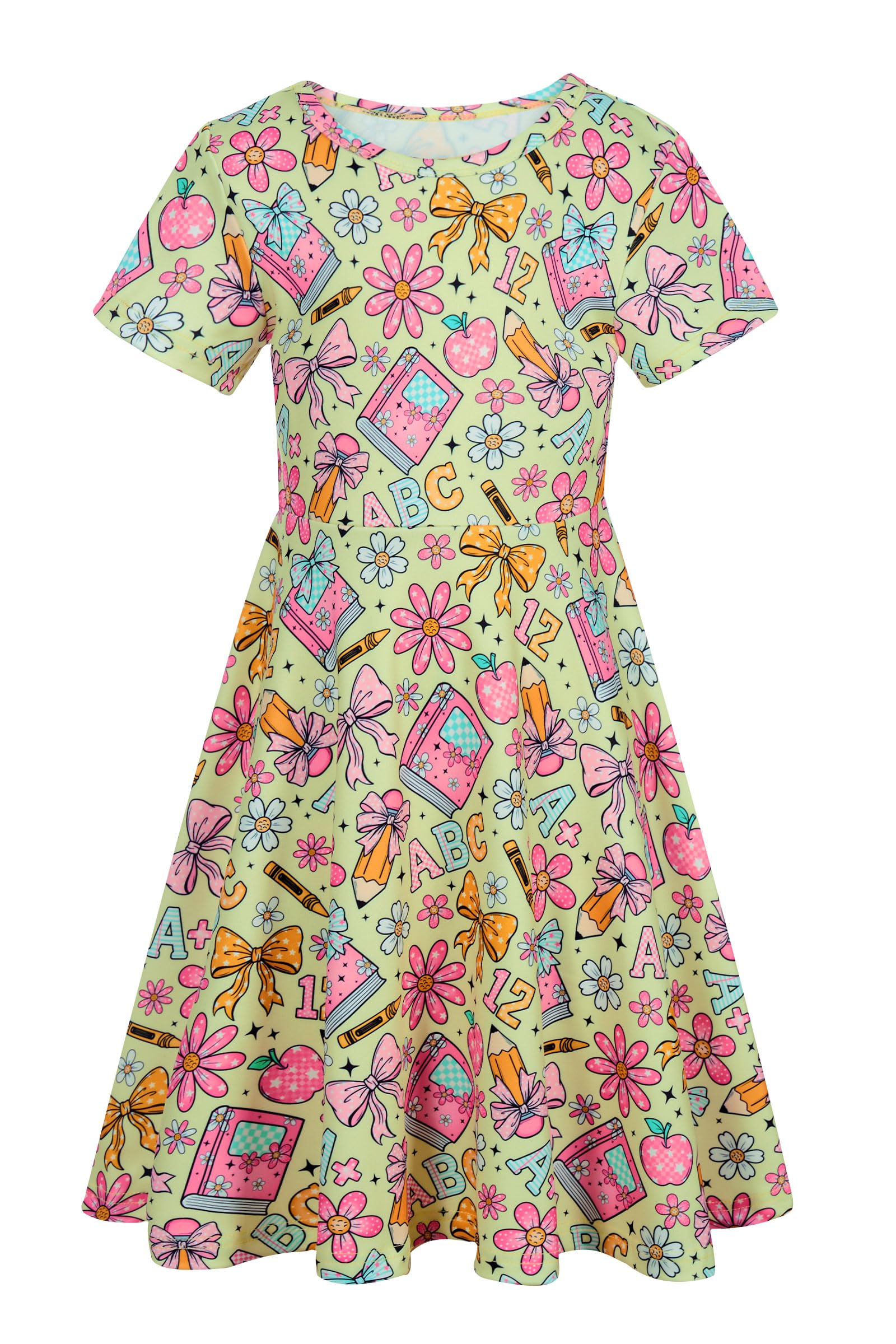 ALISISTER Little Girls Dress Short Sleeve Toddler Summer Sundress 2-9T